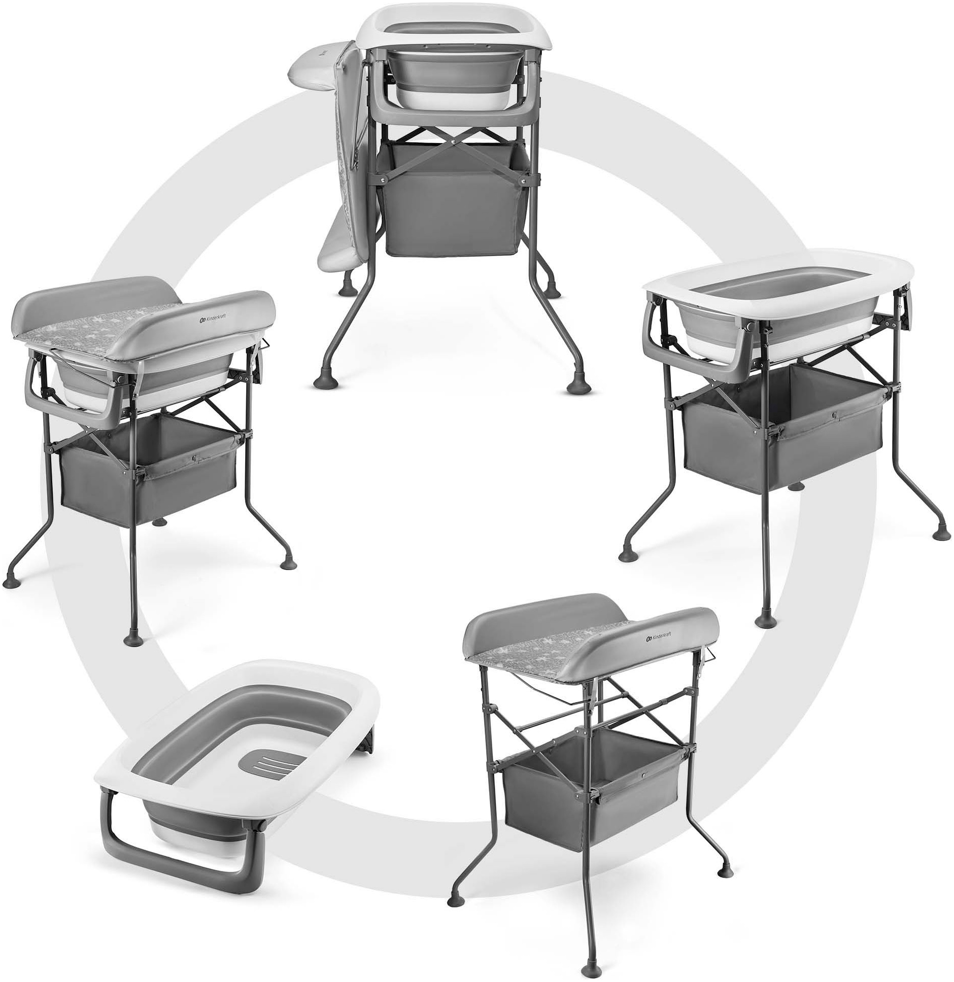 Kinderkraft Babybadewanne »BUBBLY« Höhe 98 cm Ablaufschlauch | zusammenfaltbar mit Wickelauflage