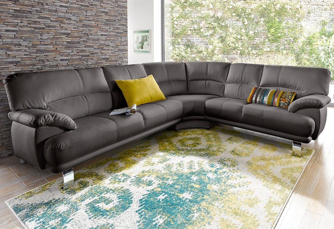 TRENDMANUFAKTUR Ecksofa »Cecilia in italienischem Design, modern und komfortabel, L-Form« bequeme Armlehnen, mit langem Schenkel