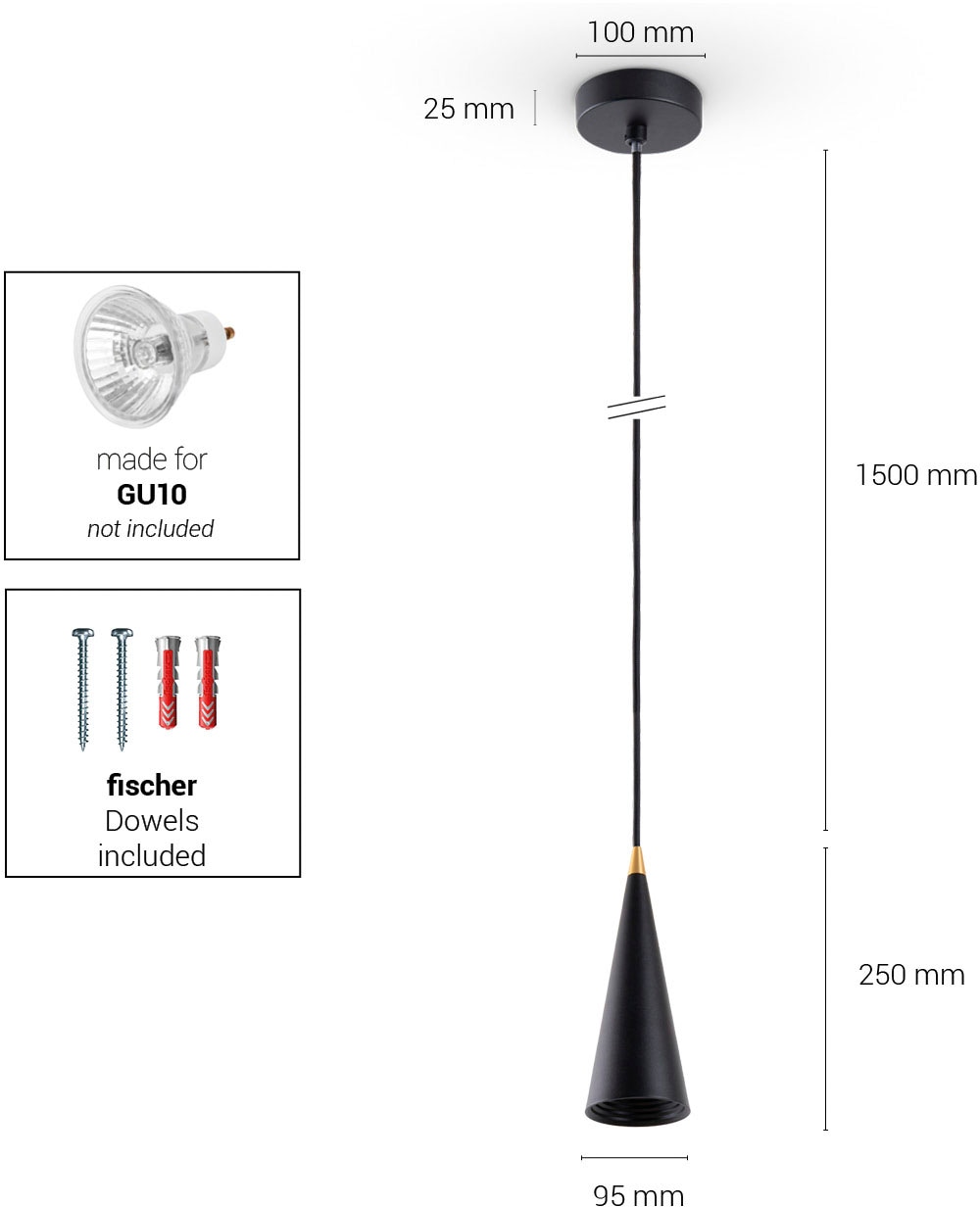 Paco Home Pendelleuchte »ROLLINA«, Leuchtmittel GU10 | ohne Leuchtmittel, Hängeleuchte Esszimmer Küchenlampe Metall Industrial Design GU10