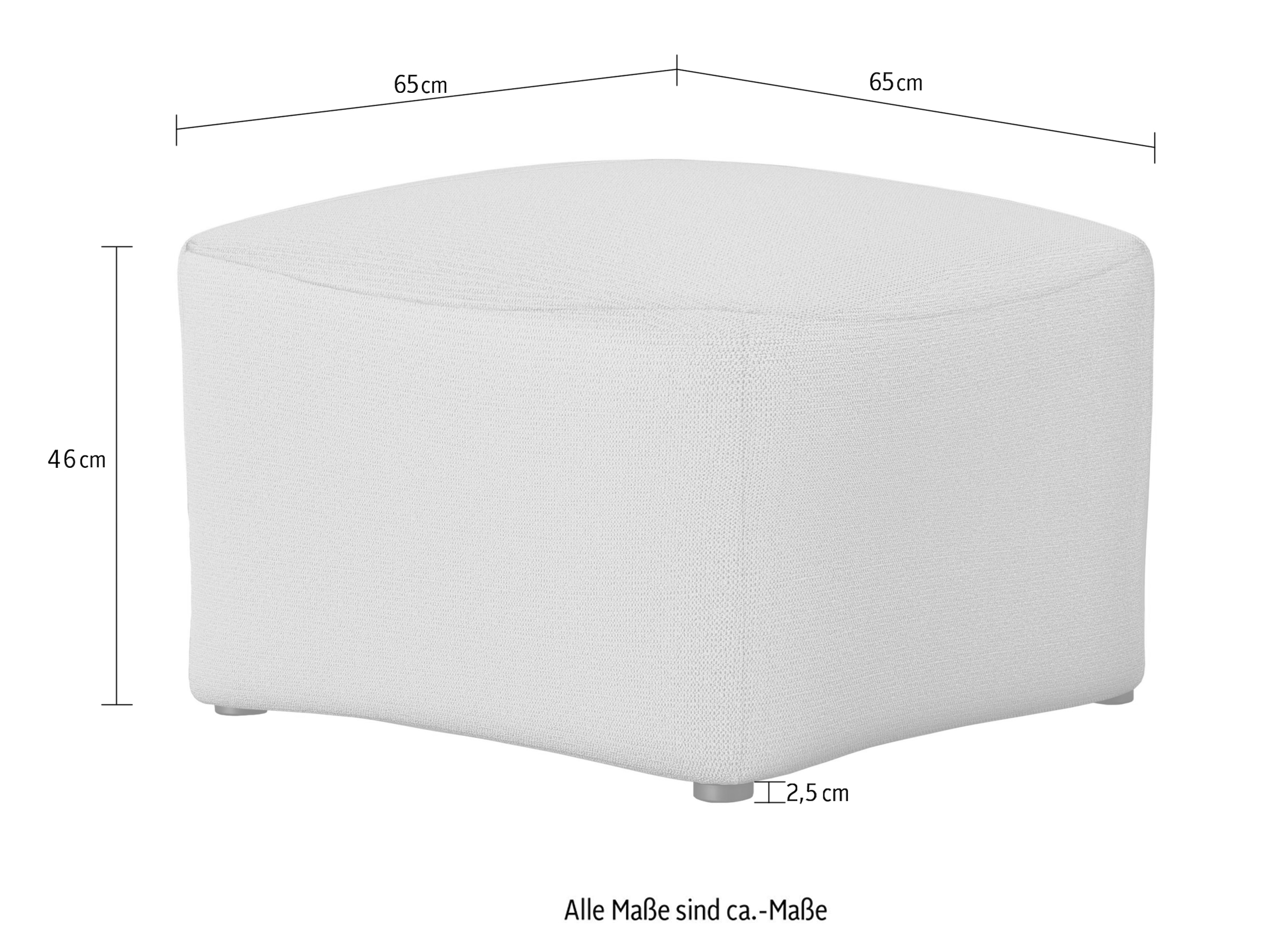 LeGer Home by Lena Gercke Polsterhocker »YANI Sitzhocker mit Wellenunterfederung, Maße B/T/H: 65/65/46 cm« kleiner Hocker passend zur Serie Yani, in hochwertiger Verarbeitung