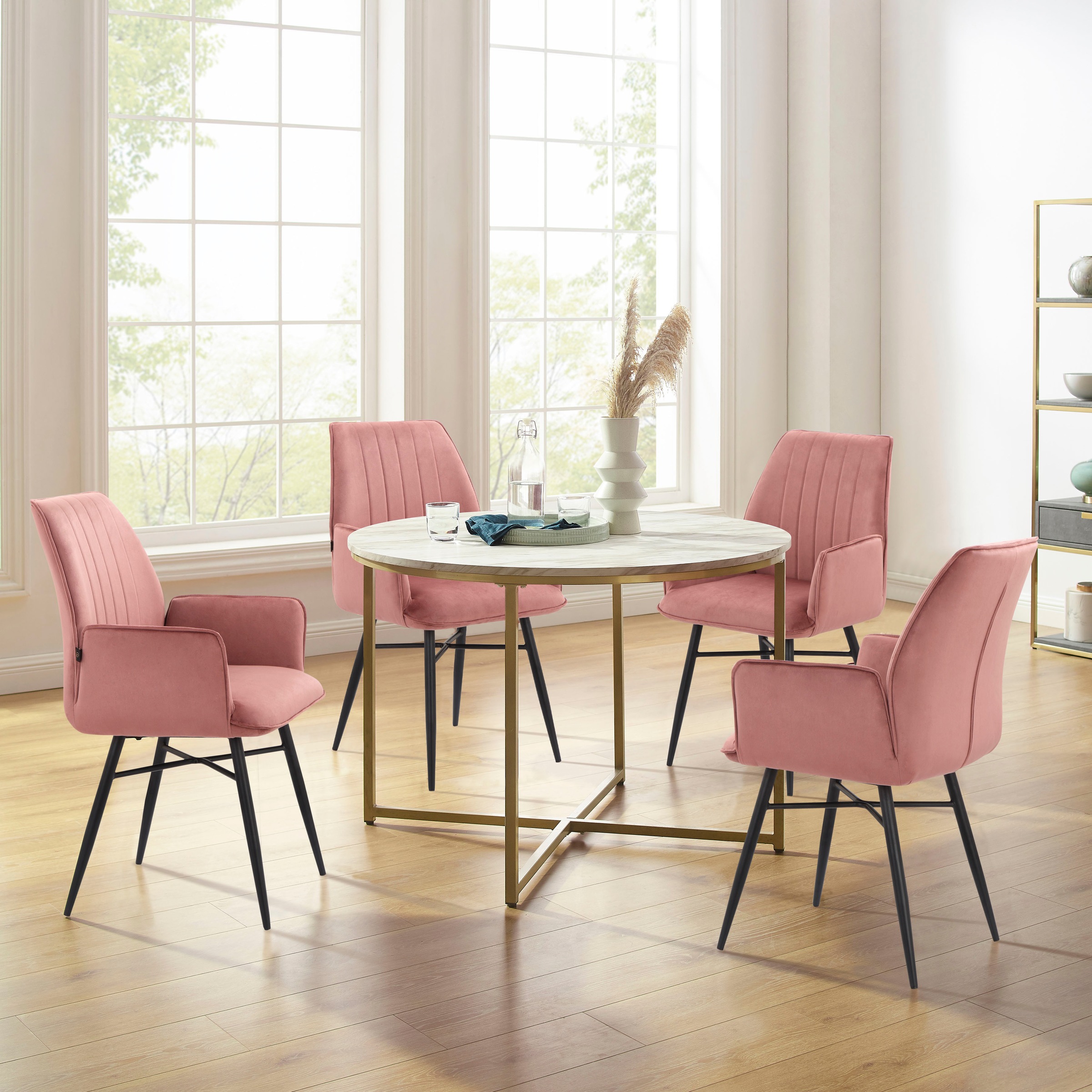 Leonique Esszimmerstuhl »Hrodwyn«, 2 St., Veloursstoff, Sitz gepolstert, mit horizontale Nähten am Rücken, Sitzhöhe 52 cm