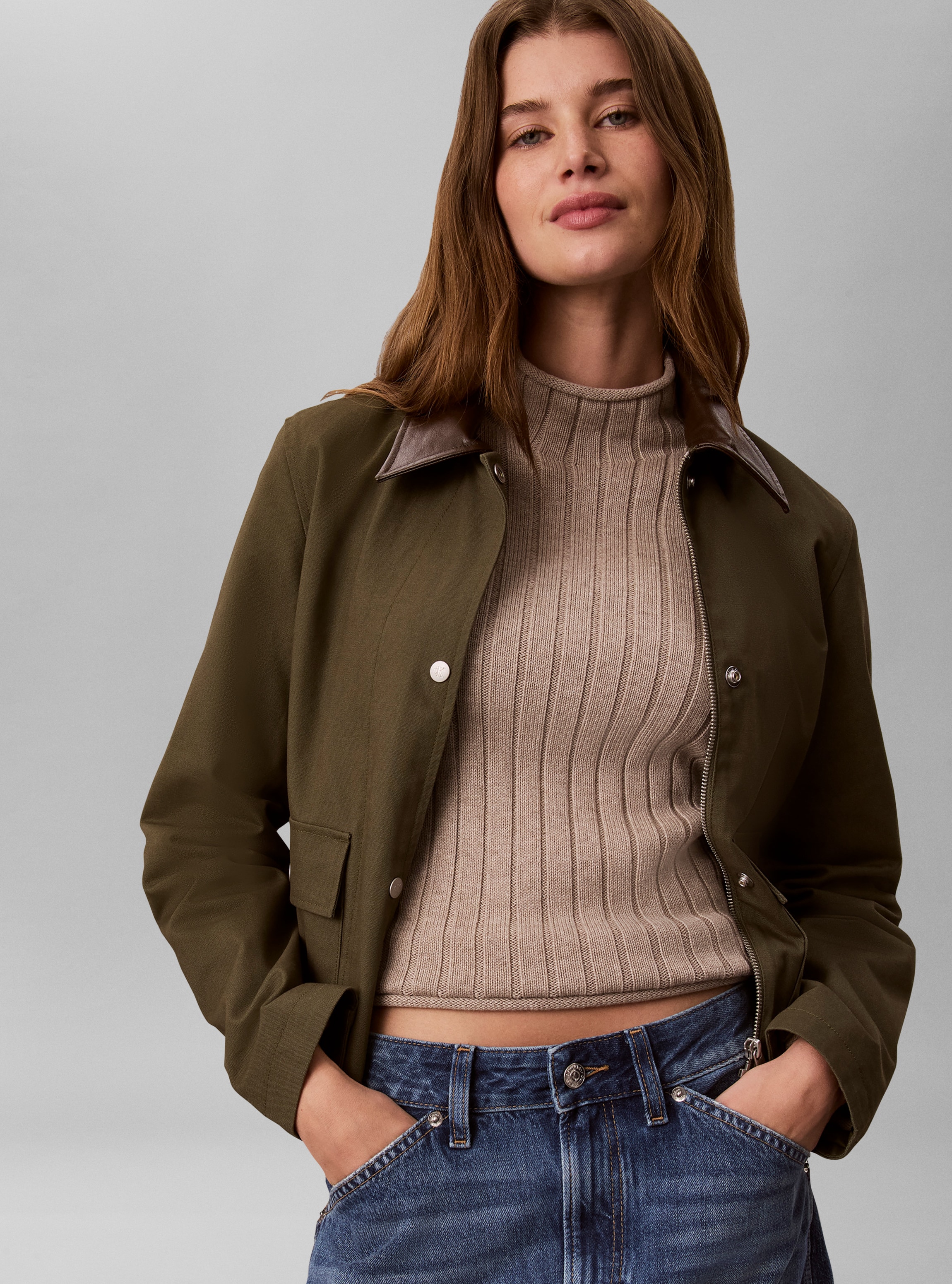 Calvin Klein Jeans Rollkragenpullover »WOVEN LABEL T-NECK SWEATER« Regular fit mit Stehkragen