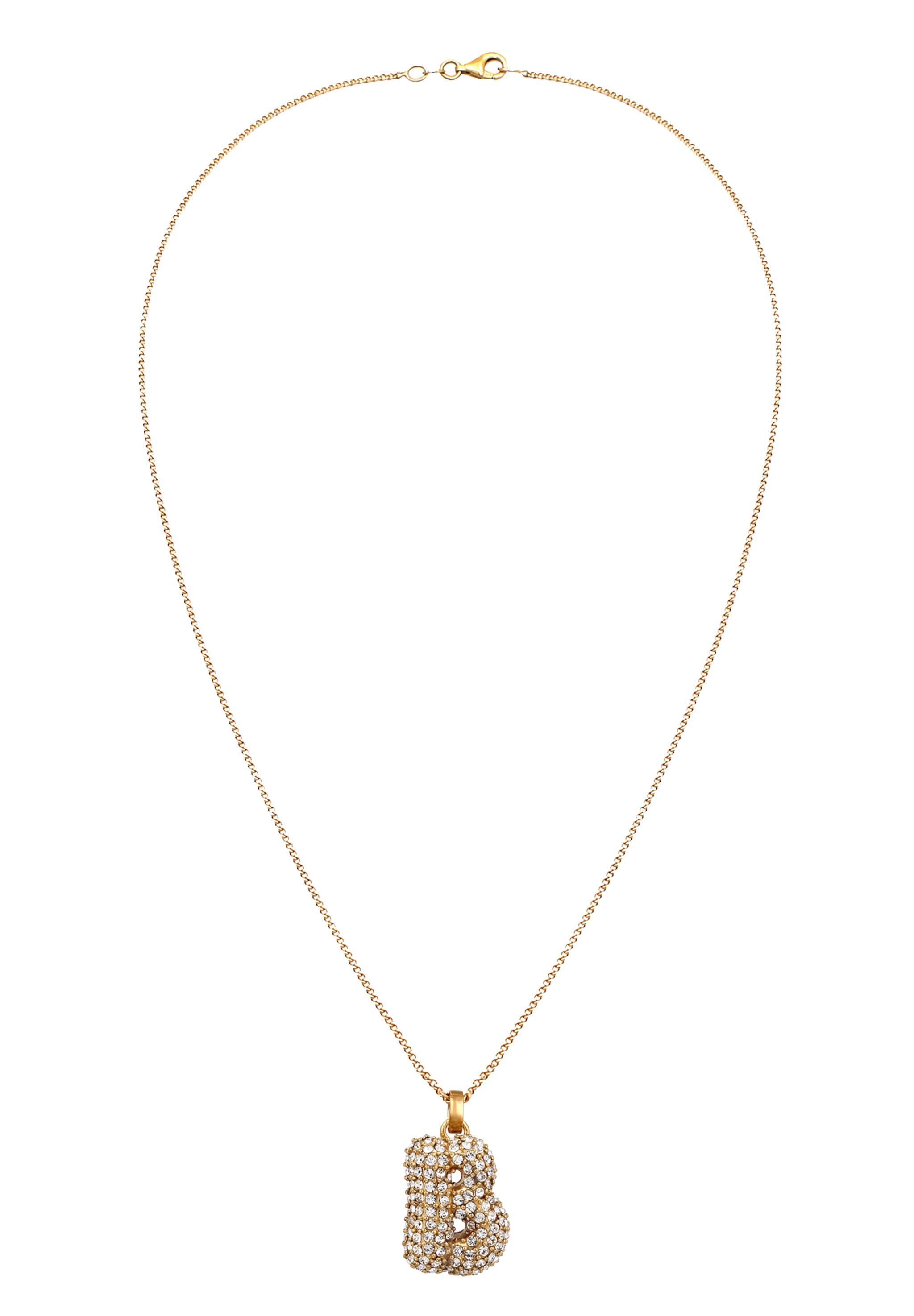 Elli Kette mit Anhänger »Halskette Buchstabe B Glas Kristalle Weiß 925 Sterling Silber vergoldet«