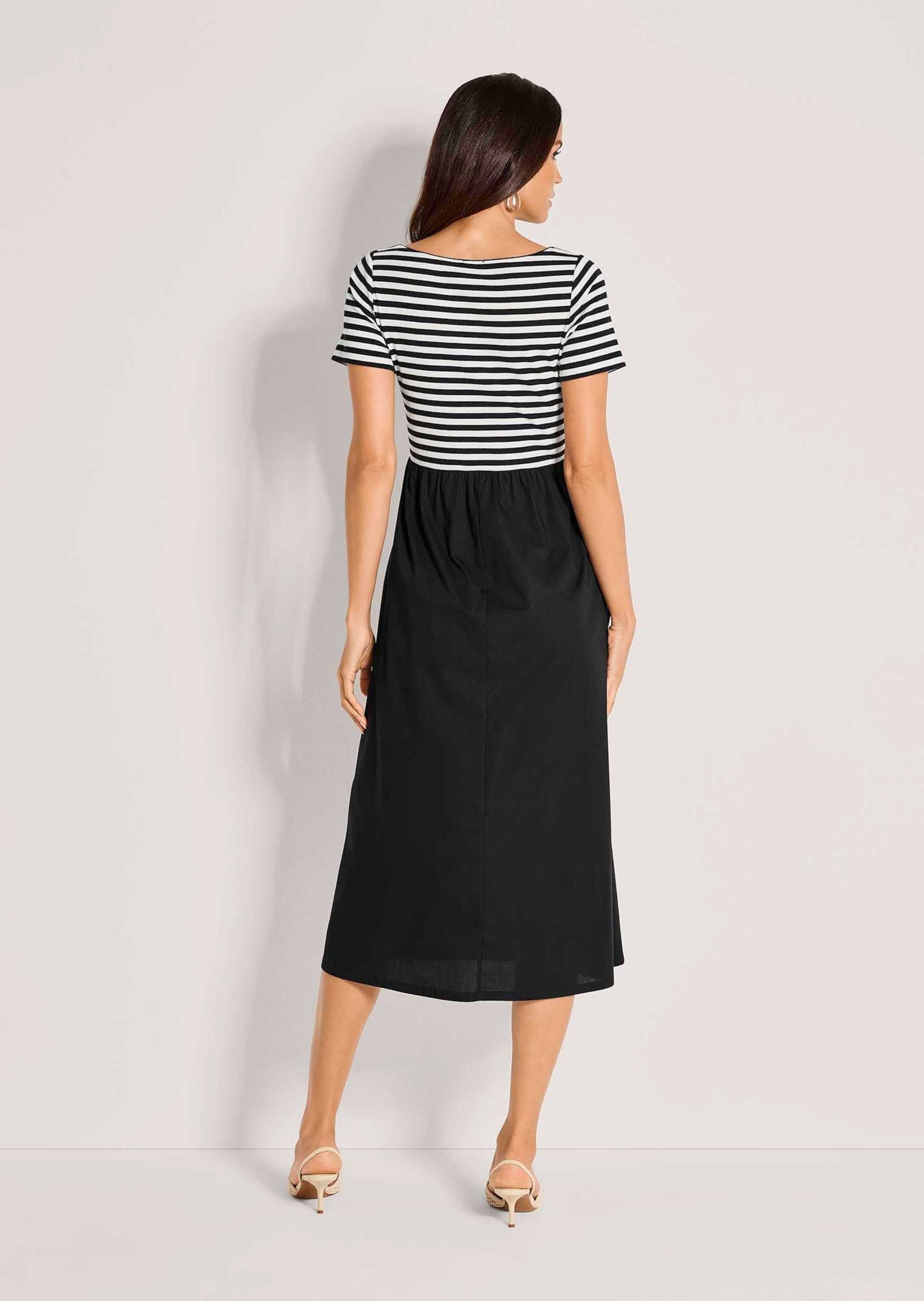 MADELEINE Midikleid »Jerseykleid Baumwollkleid mit Streifendetails« Nahttasche Seitennahttaschen