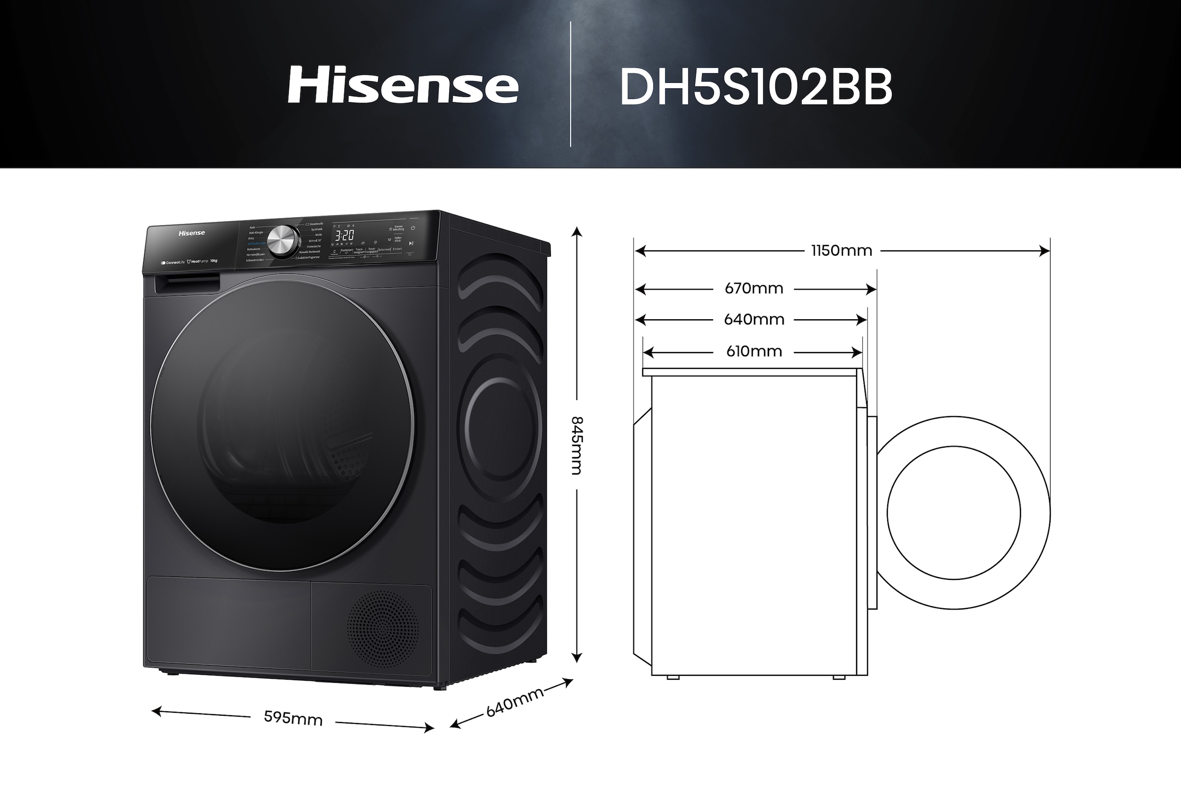 Hisense Wärmepumpentrockner »DH5S102B«, 10 kg