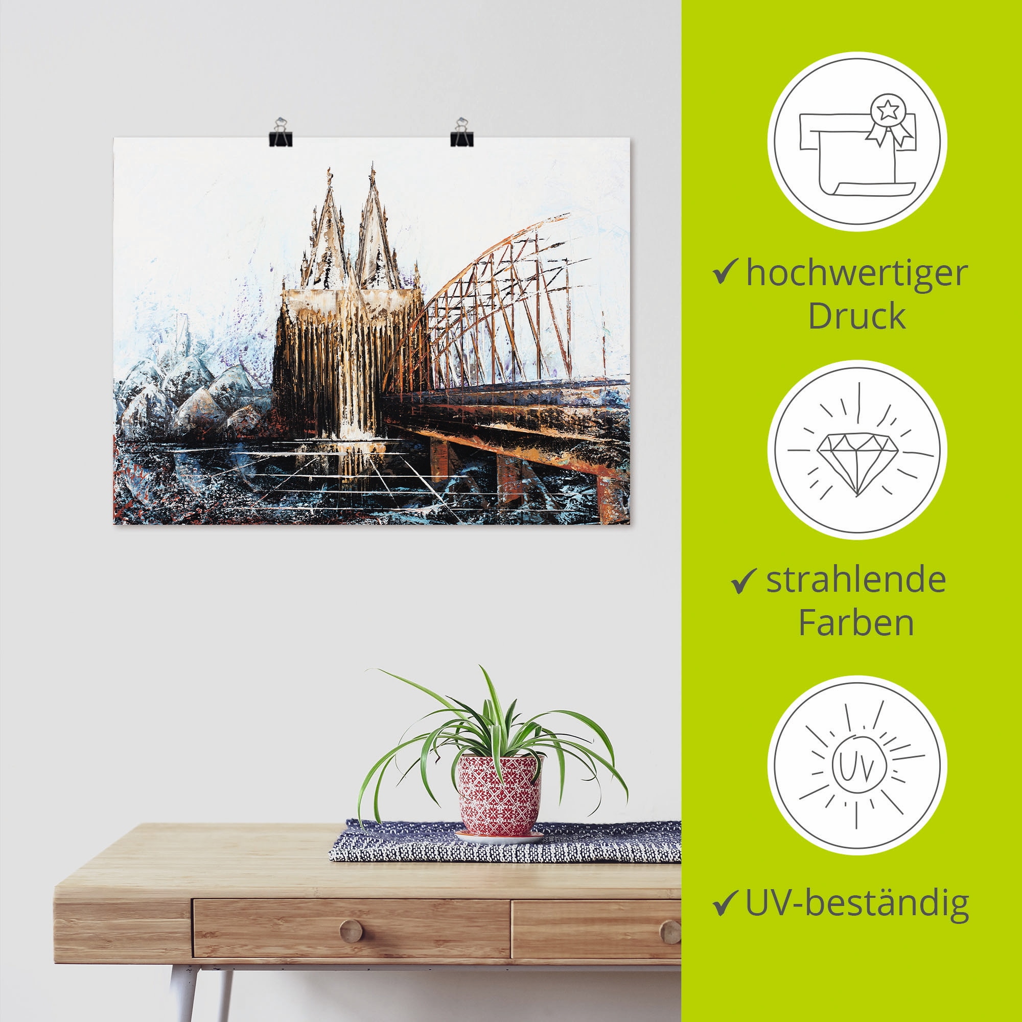 Artland Poster »Köln Impression«, Deutschland, (1 St.), als Alubild, Leinwandbild, Wandaufkleber oder Poster in versch. Größen