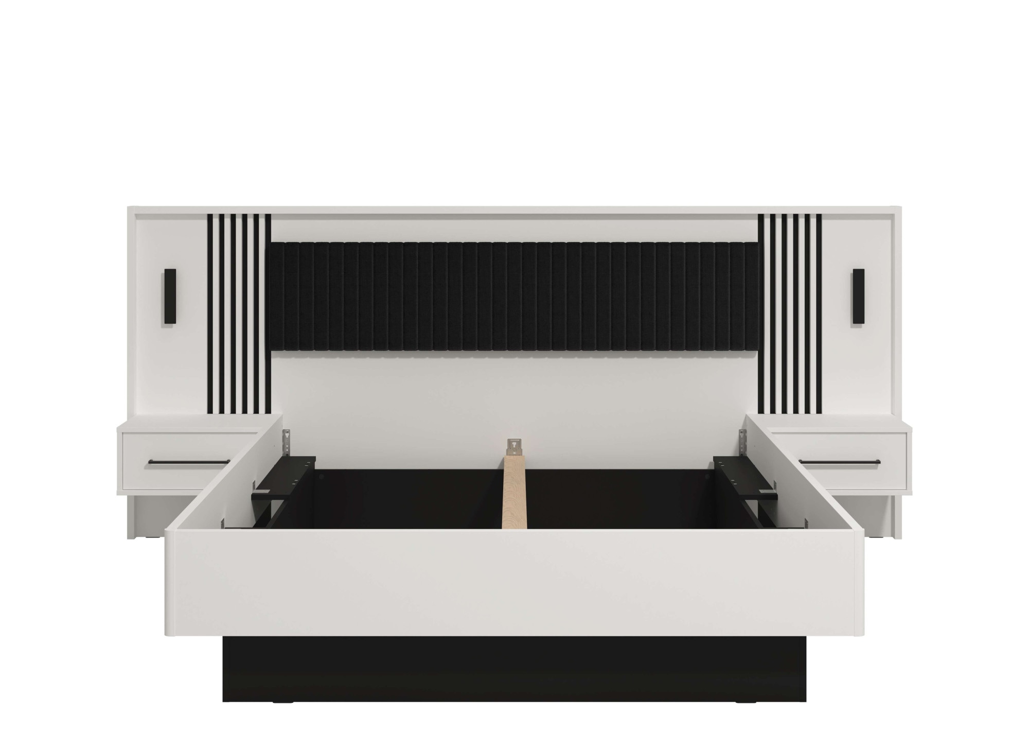 INOSIGN Bettgestell »Ascalon, Liegefläche 160x200cm, gepolstertes Kopfteil«, Bettanlage mit 2 Wandpaneelen inkl.Nachttische, 3D-Look durch Lamellen