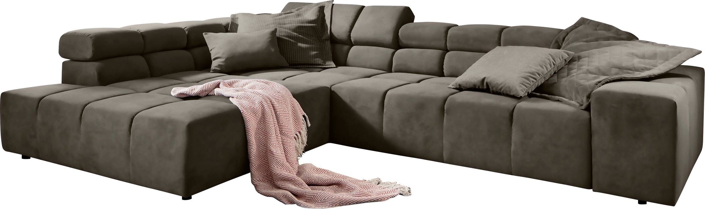 INOSIGN Ecksofa »Ancona incl. Kopfteilverstellung, Breite 319cm, L-Form«, wahlweise motorische Sitztiefenverstellung, auch in Cord + Easy Care
