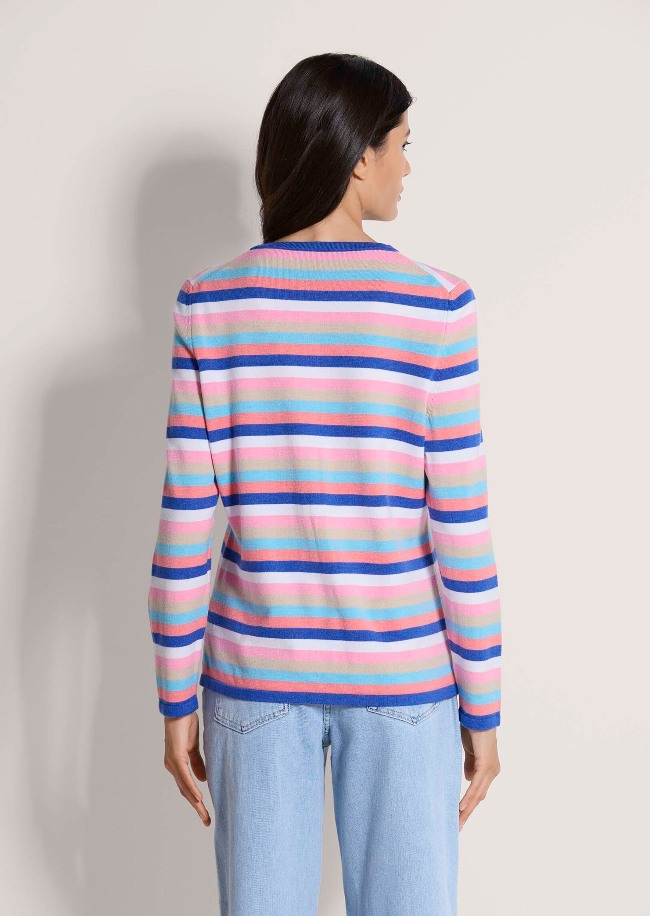 MADELEINE Strickjacke »Strickjacke Streifenjacke aus Modal, Feinstrick, Rundhals« Multicolour-Streifen