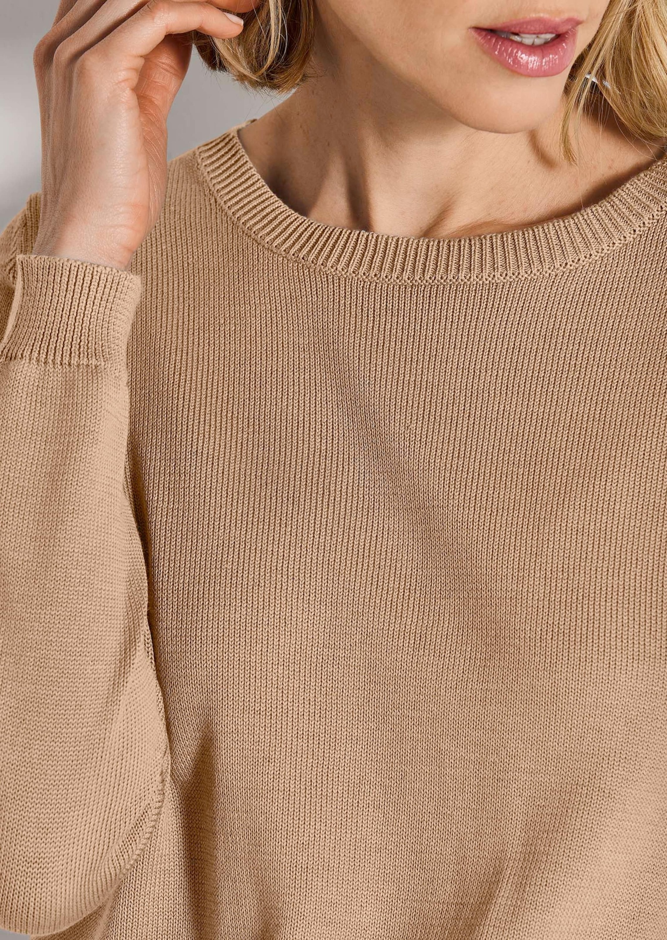 MADELEINE Longpullover »Strickpullover Schlichter Baumwollpullover mit Rundhals« Hautsympathische Baumwolle