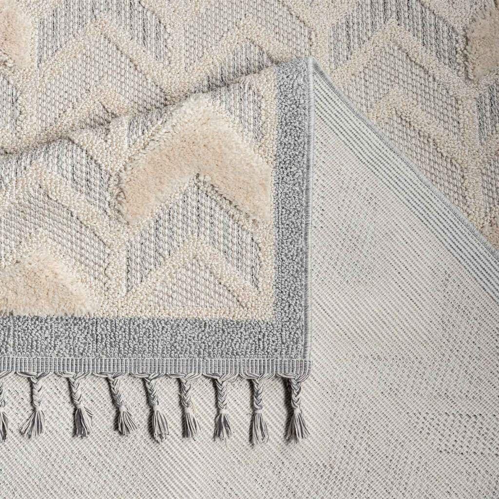 Carpet City Hochflor-Teppich »VALENCIA 920«, rechteckig, 20 mm Höhe, Läufer, Boho-Stil, Hochtief-Muster/ 3D-Effekt, mit Fransen