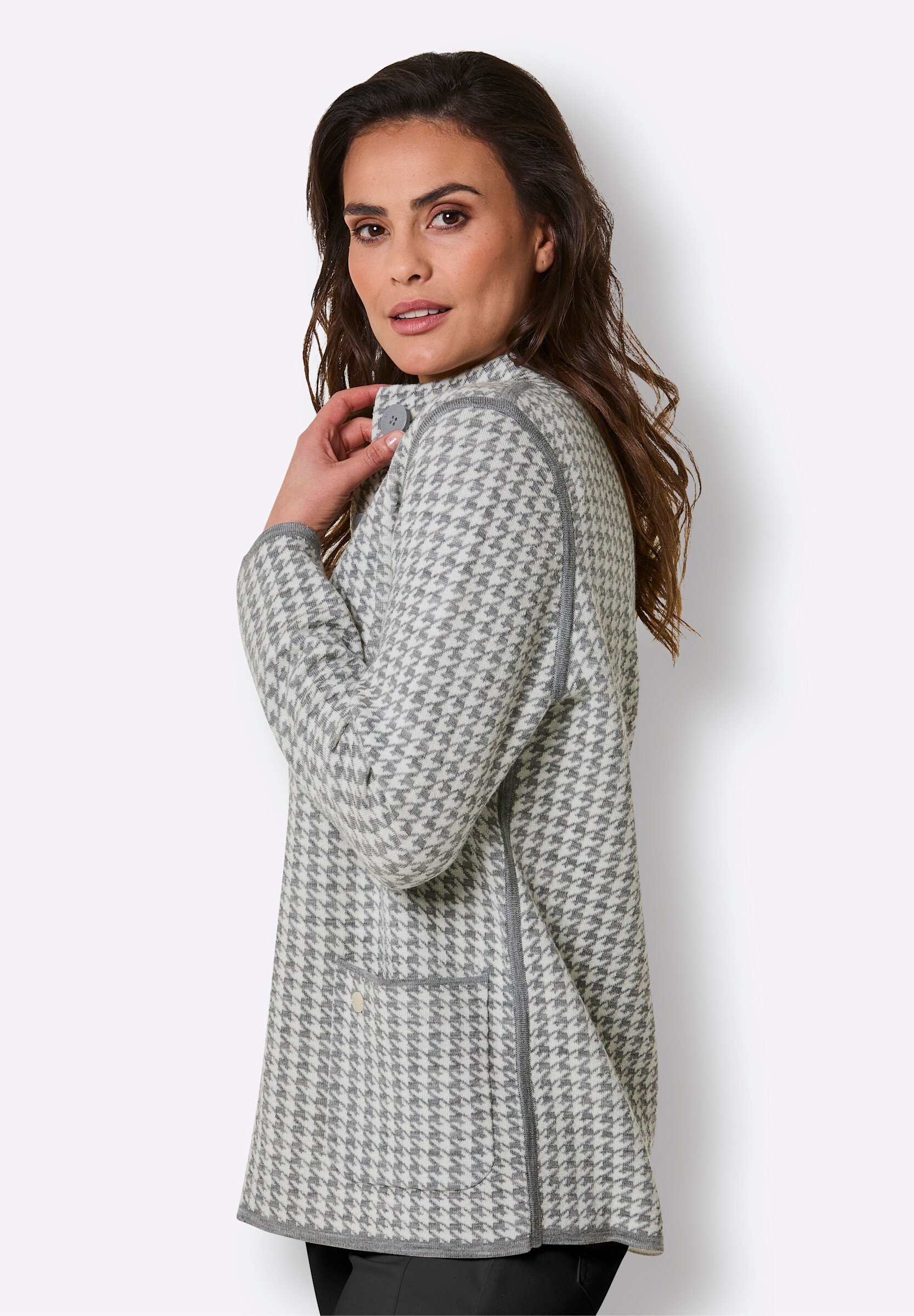 creation L Strickjacke »Merino-Strickjacke Jacquardstrickjacke zum Wenden«