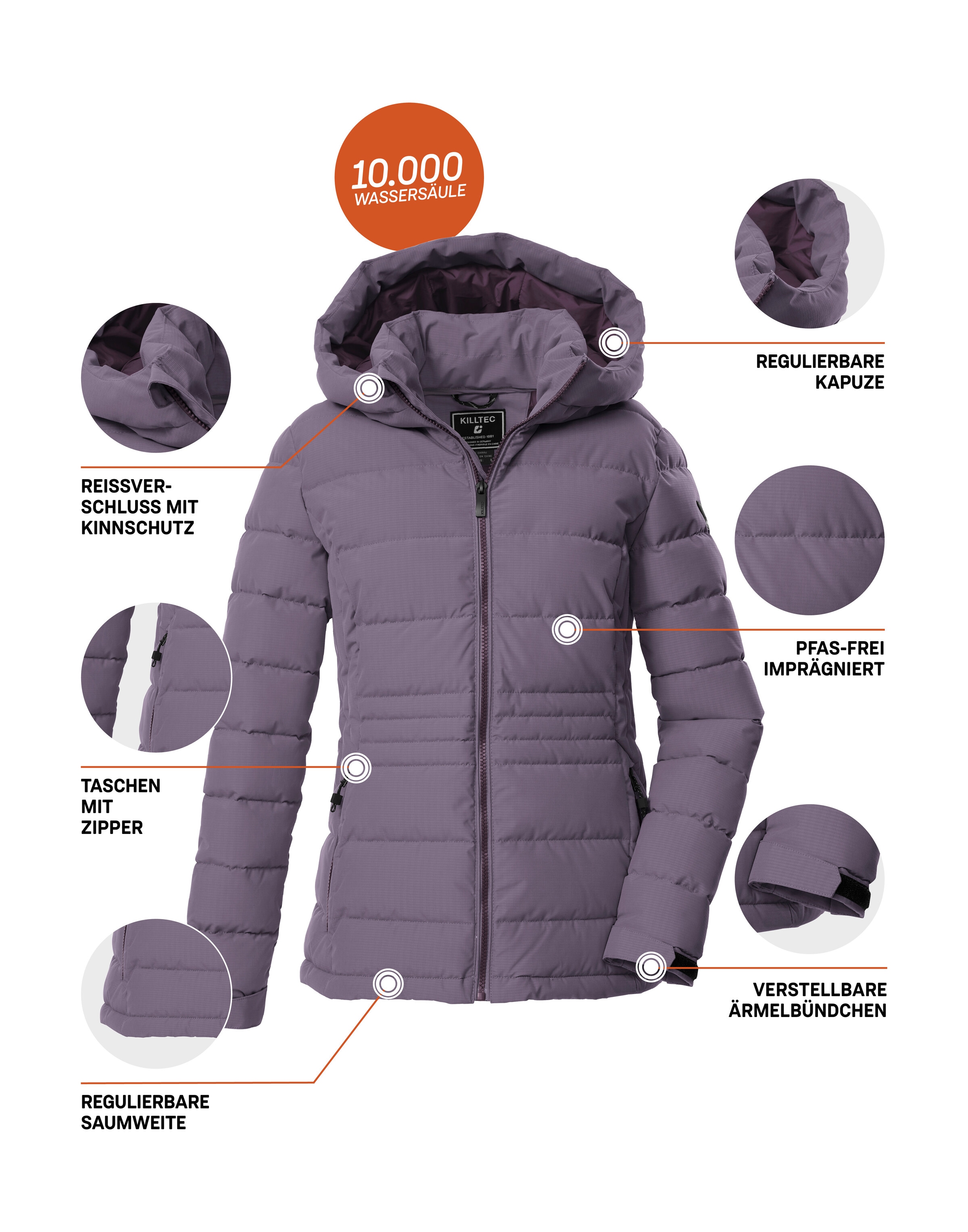 Killtec Steppjacke »KOW 10 WMN QLTD JCKT«, Winddichte, wasserabweisende Damen Steppjacke mit verstellbarer Kapuze