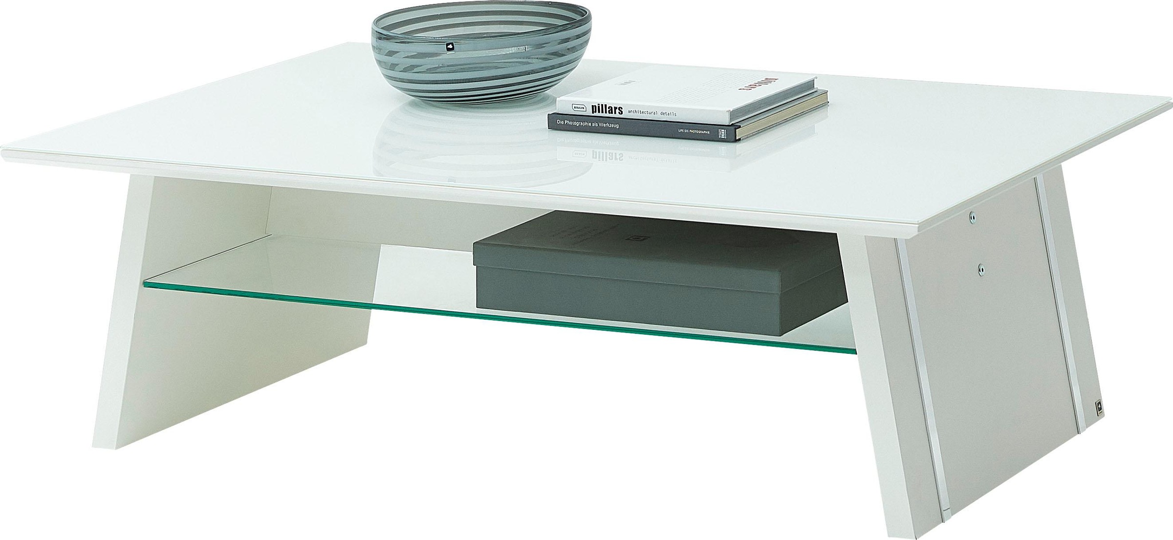LEONARDO Couchtisch »CUBE«, mit Ablage, mit feinen Chromakzenten, Breite 125 cm