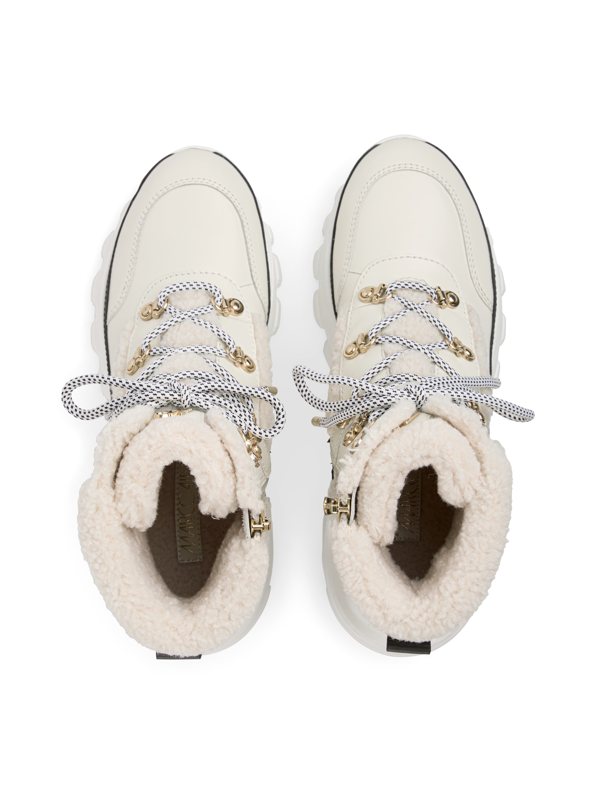 Marc Cain Winterboots  Keilabsatz, Schnürboots mit Fellimitat am Kragen und Schaft