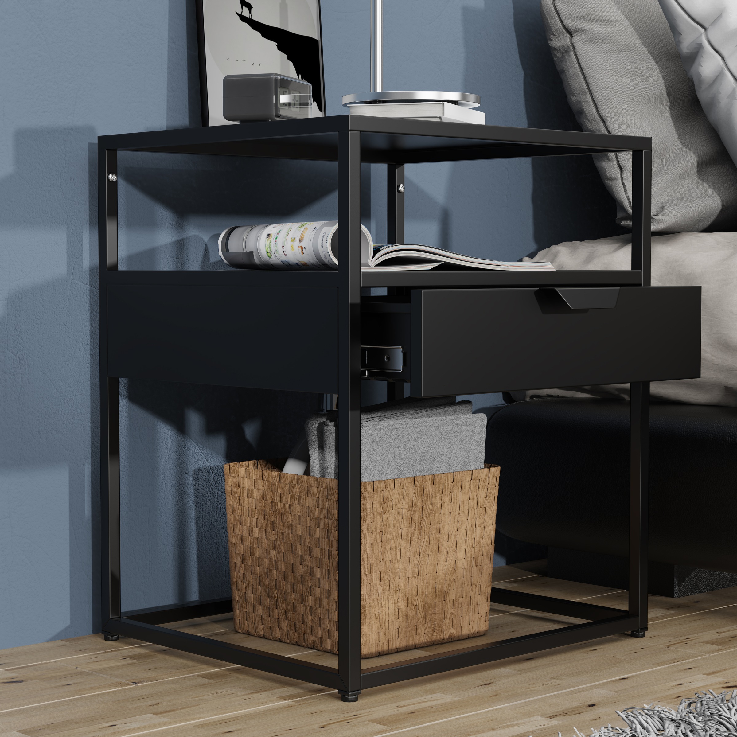 VCM Nachttisch »Metall Nachttisch Beistelltisch Schublade Flokas M«