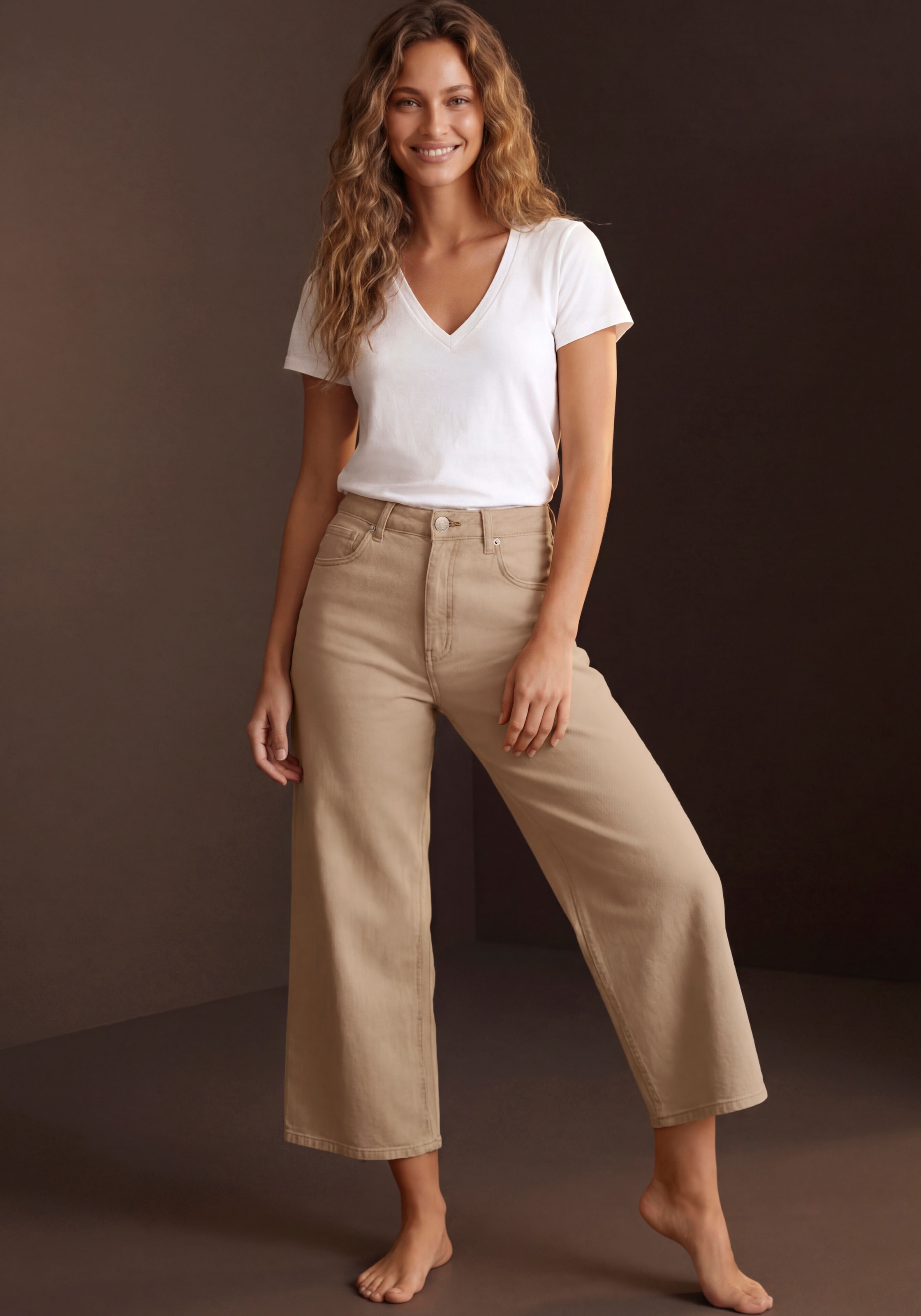 LASCANA 7/8-Jeans »in modischer Culotte-Form« aus Baumwoll-Denim, Straight-Leg, Sommerhose