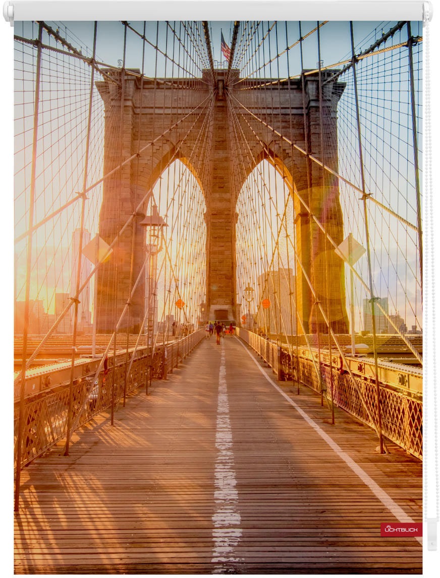 LICHTBLICK ORIGINAL Seitenzugrollo »Rollo Klemmfix, ohne Bohren, Verdunkelung, Brooklyn Bridge - Orange«, verdunkelnd, Verdunkelung-energiesparend, freihängend
