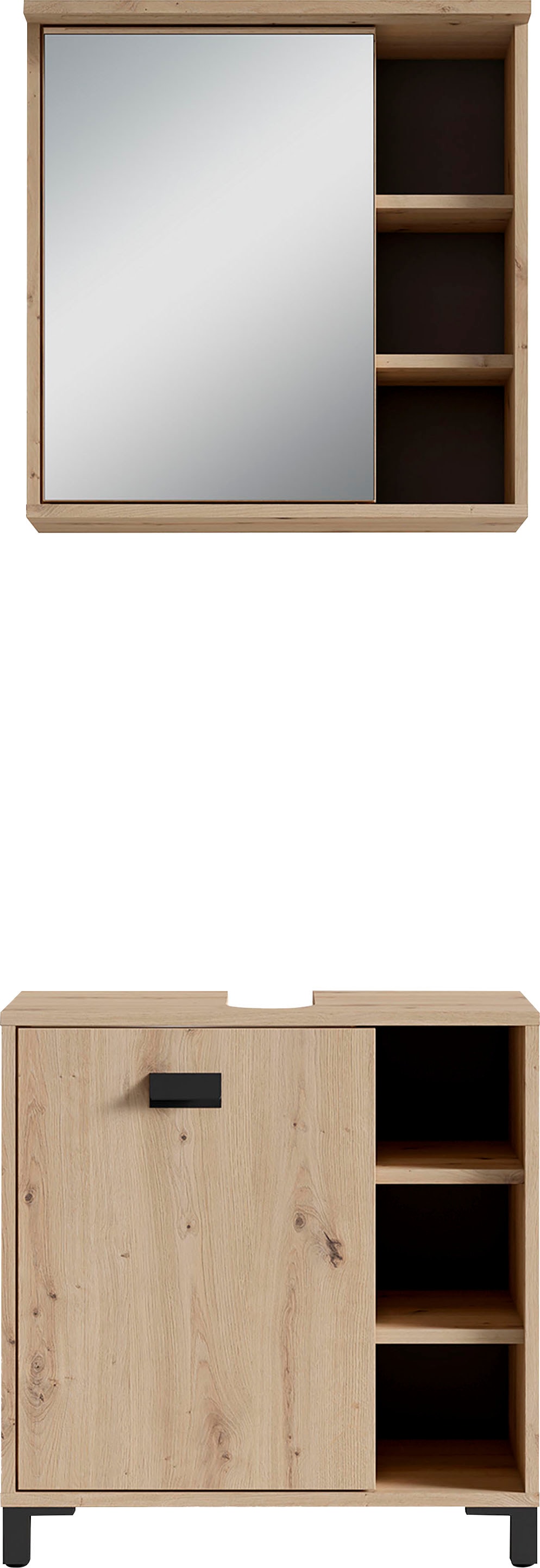 byLIVING Spiegelschrank »Wellness«, (1 St.), 60cm Badschrank mit LED-Leuchte, großem Spiegel und viel Stauraum