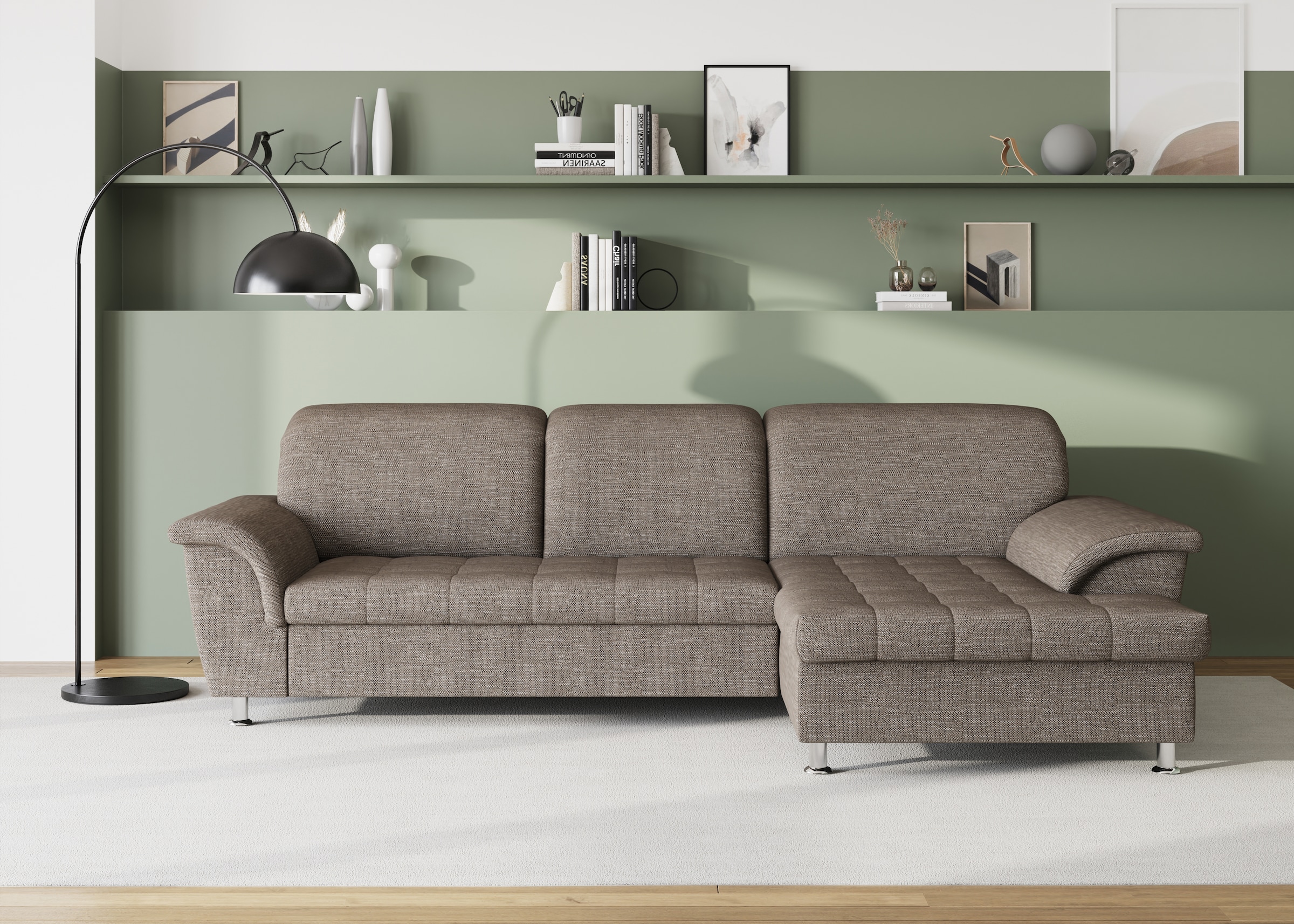 DOMO collection Ecksofa Franzi, wahlweise mit Bettfunktion, Bettkasten und Kopfteilverstellung