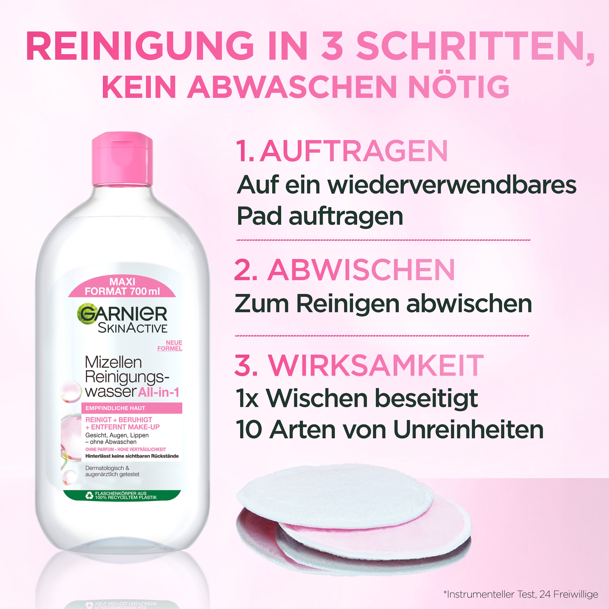 GARNIER Gesichtswasser »GARNIER SKIN ACTIVE MIZELLEN REINIGUNGSWASSER ALL-IN-1« mit Mizellen-Technologie, parfümfrei