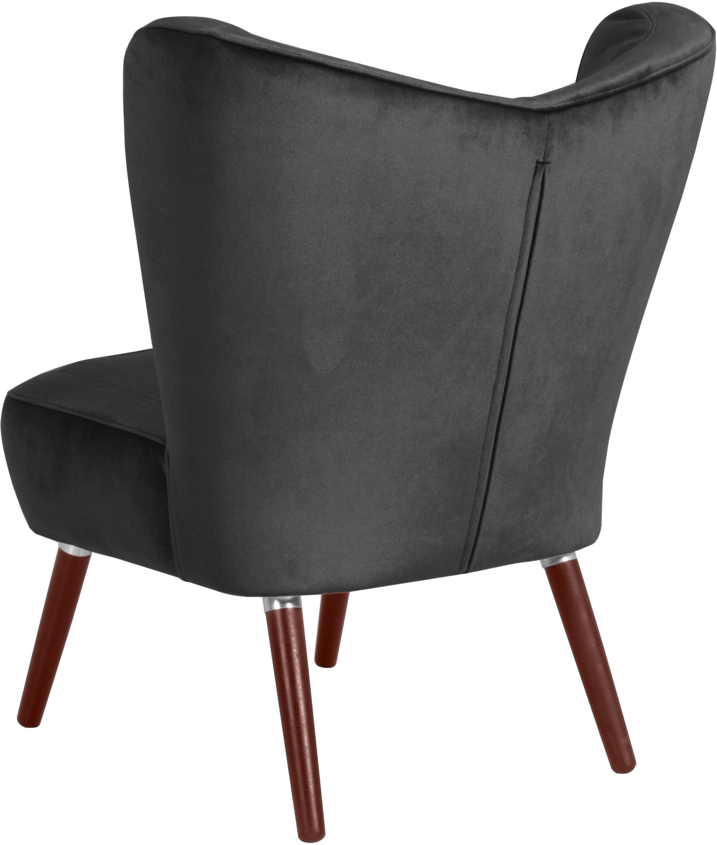 Max Winzer® Cocktailsessel »Stella, Loungesessel, Samtvelours Bezug in 10 Trendfarben«, im Retrolook, bequem, geschwungene Rückenlehne, Solitärsessel