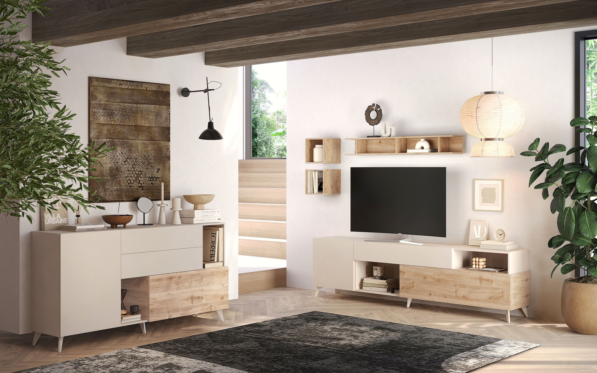 INOSIGN Sideboard »Monaco Breite 181 cm, Anrichte mit 1 Tür, 1 Klappe u. 2 Schubkästen«, Kommode, Soft/Self Closing