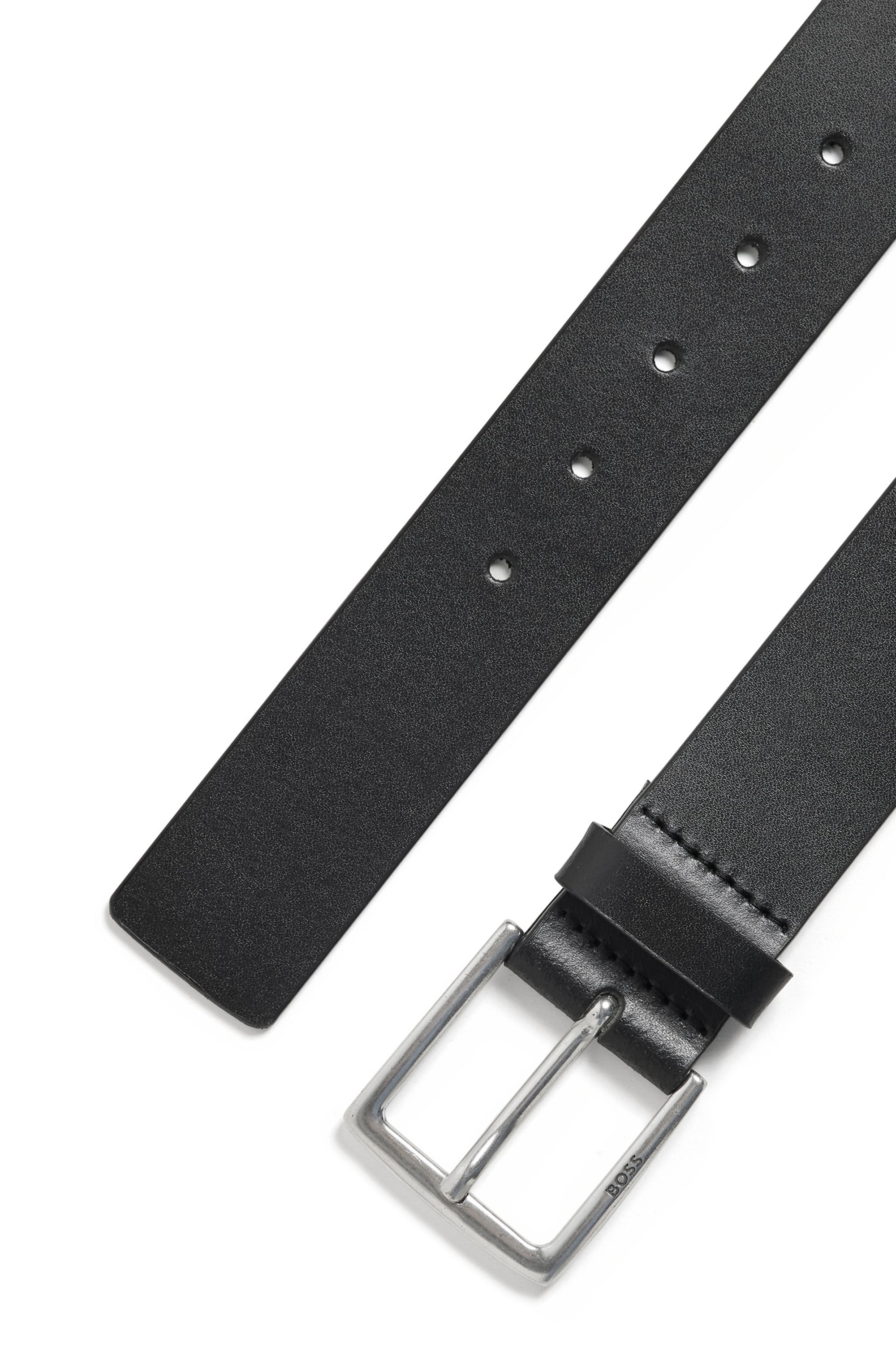 BOSS Ledergürtel »Rummi_Sz40« aus italienischem Leder mit Metall-Details in Antik-Optik