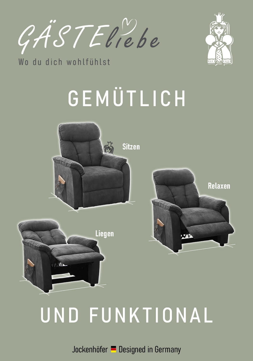 Jockenhöfer Gruppe TV-Sessel »Dorsten« mit Liegefunktion durch Körperdruckverstellung, TFK und Nosagfederung