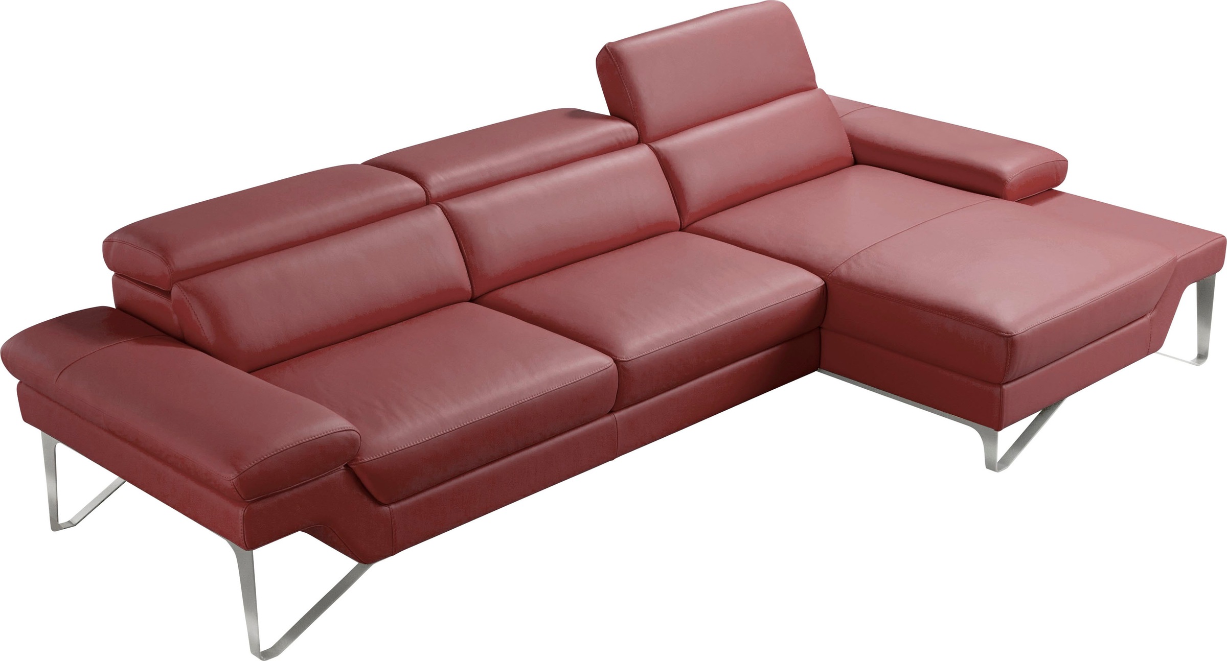 Egoitaliano Ecksofa »Princess, elegantes Designsofa mit erstklassigem Sitzkomfort, L-Form«, mit Recamiere, inkl. Kopfteilverstellung, edle Designmetallfüße