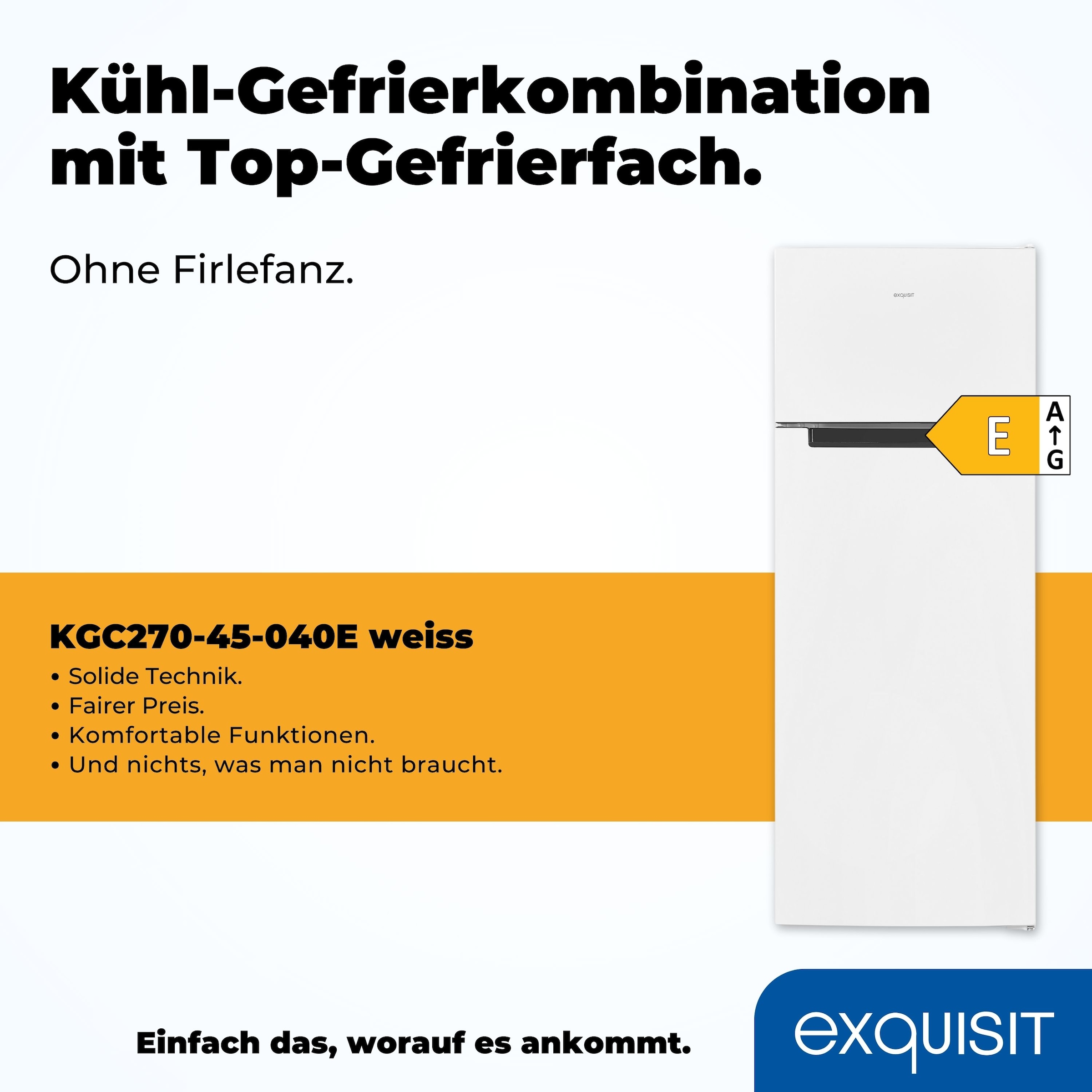 exquisit Kühl-/Gefrierkombination »KGC270-45-040E weiss«