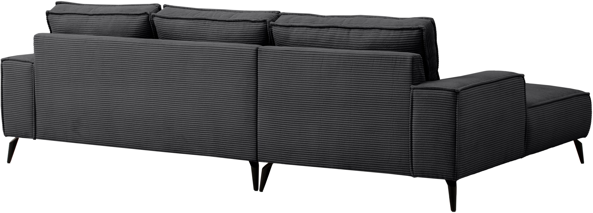 andas Ecksofa »TVINNU, L-Form, 275cm, in Cord und Leinenoptik« wahlweise Recamiere rechts/links, schwarze Füße, bequemer Sitzkomfort