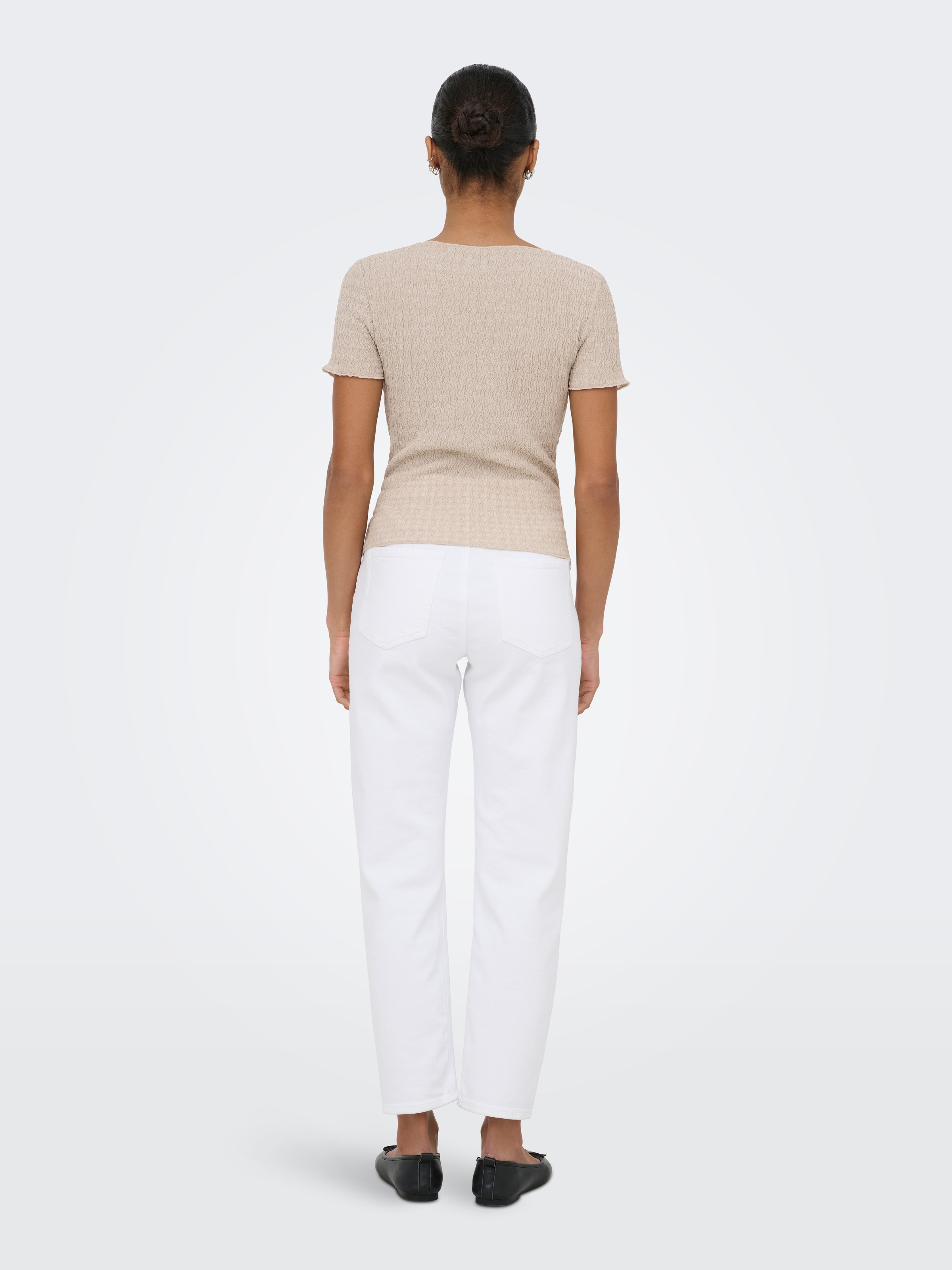 ONLY Kurzarmshirt »ONLILSE S/S TOP STRUCTURE JRS NOOS« Kunstfaser, regular fit