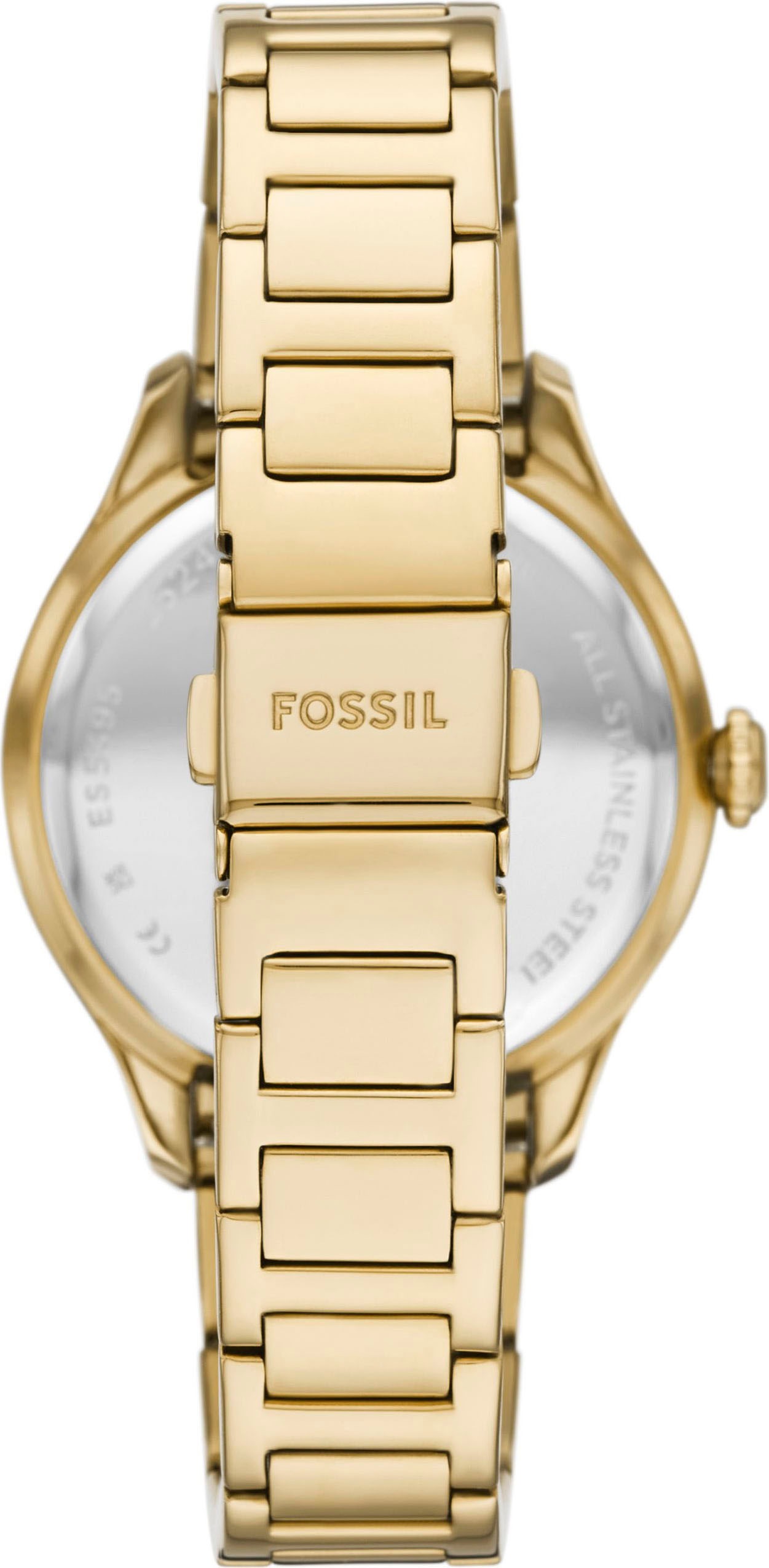 Fossil Quarzuhr »GILMORE«, Armbanduhr, Damenuhr, Edelstahlarmband, analog, Tag