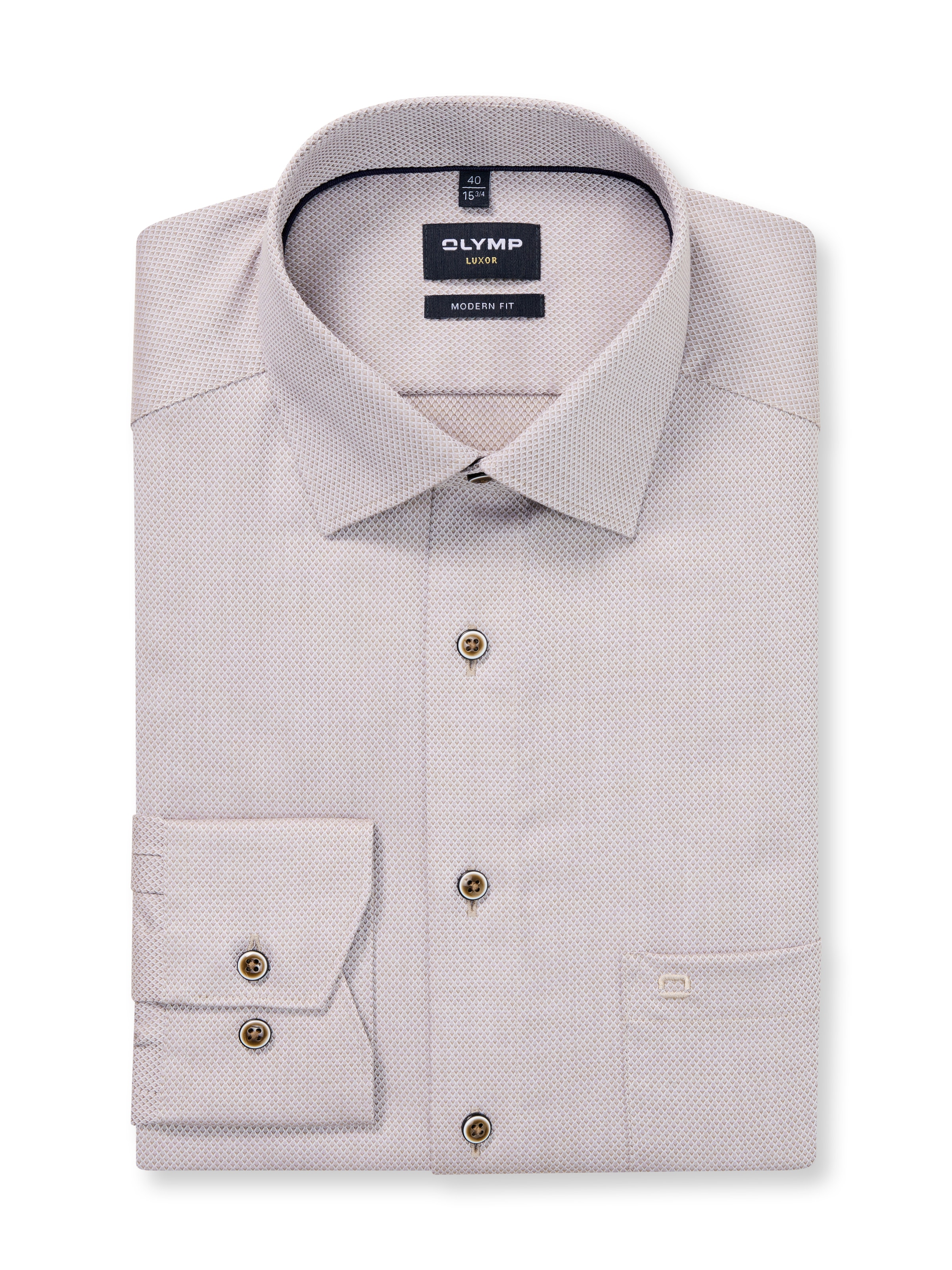 OLYMP Langarmhemd »Luxor« modern fit, New-Kentkragen. fein gemustert