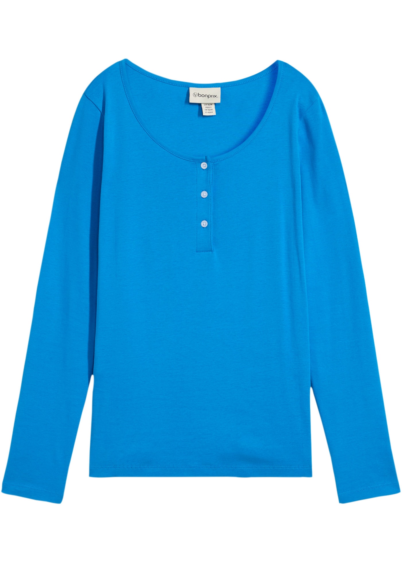 bonprix Langarmshirt 1 körperbetonte Passform, Langarm, mit kurzer Knopfleiste im Henley-Stil