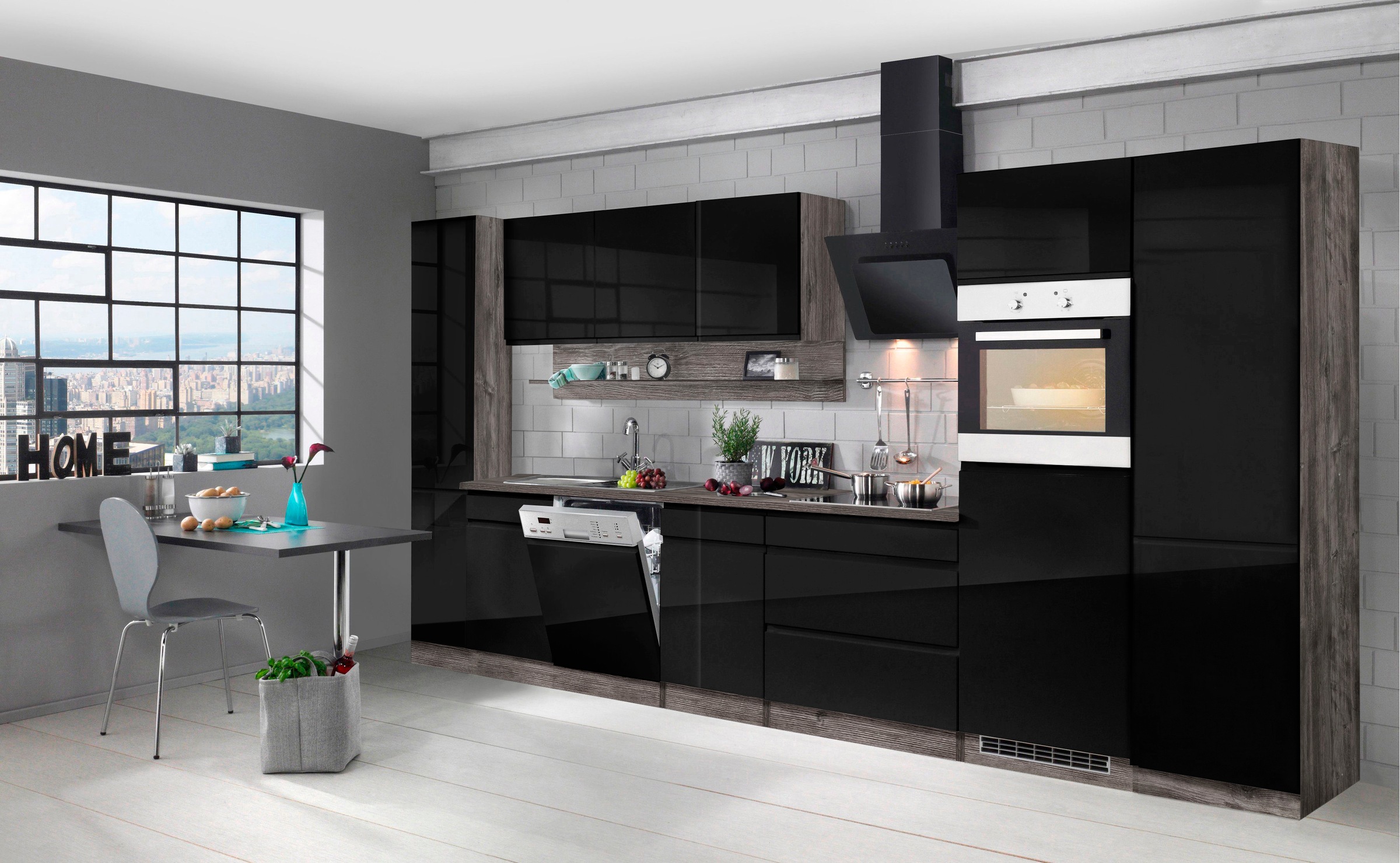 KOCHSTATION Küchenzeile »KS-Virginia«, Breite 390 cm, mit Glaskeramik-oder Induktionskochfeld