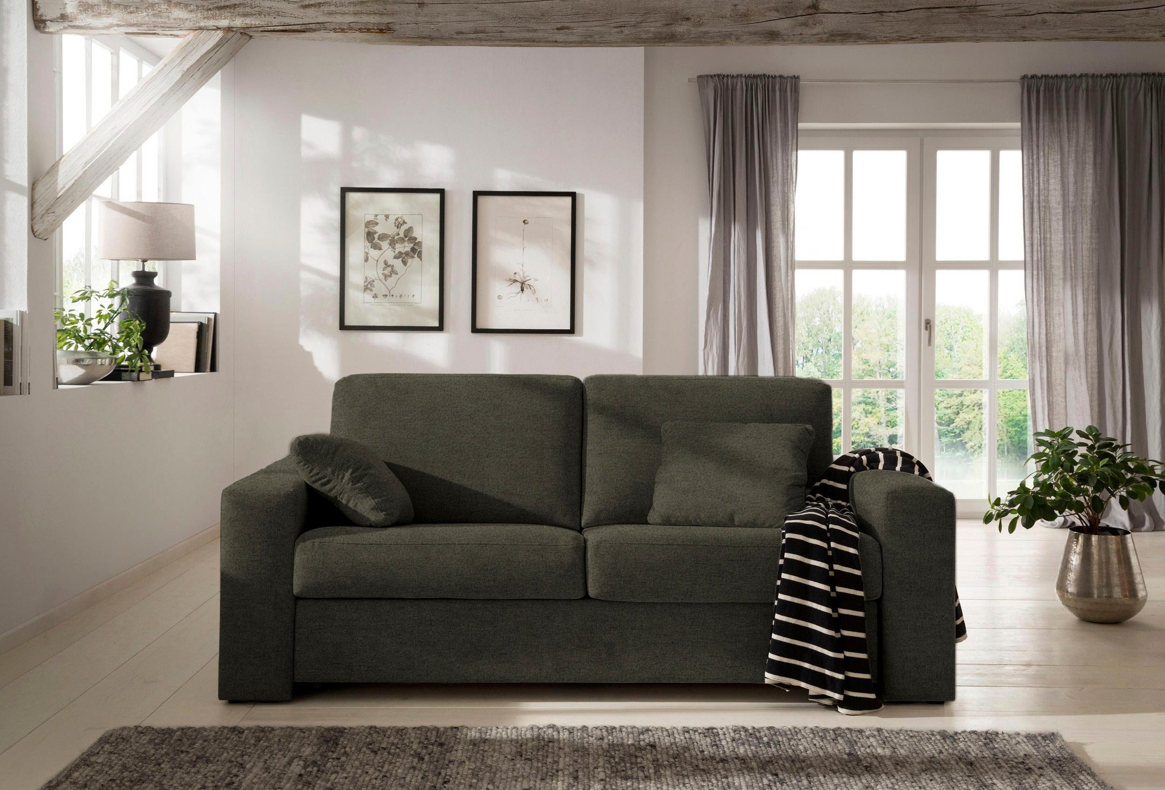 Home affaire Schlafsofa »Roma  Matratzenhöhe 14 cm« Dauerschlaffunktion, mit Unterfederung, Lattenrost, Matratze