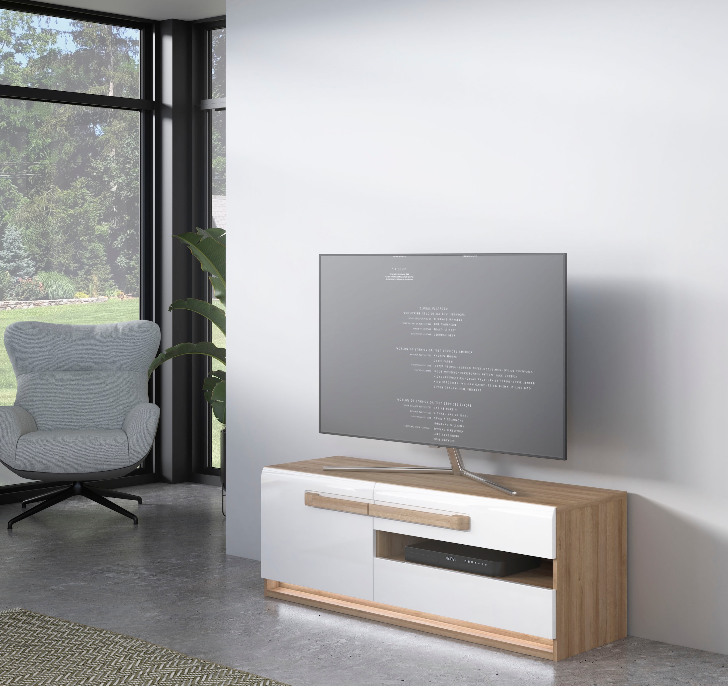 FORTE Lowboard »Attention TV-Board, TV-Schrank«, TV-Board, Beleuchtung, Soft Close, Kabelführung