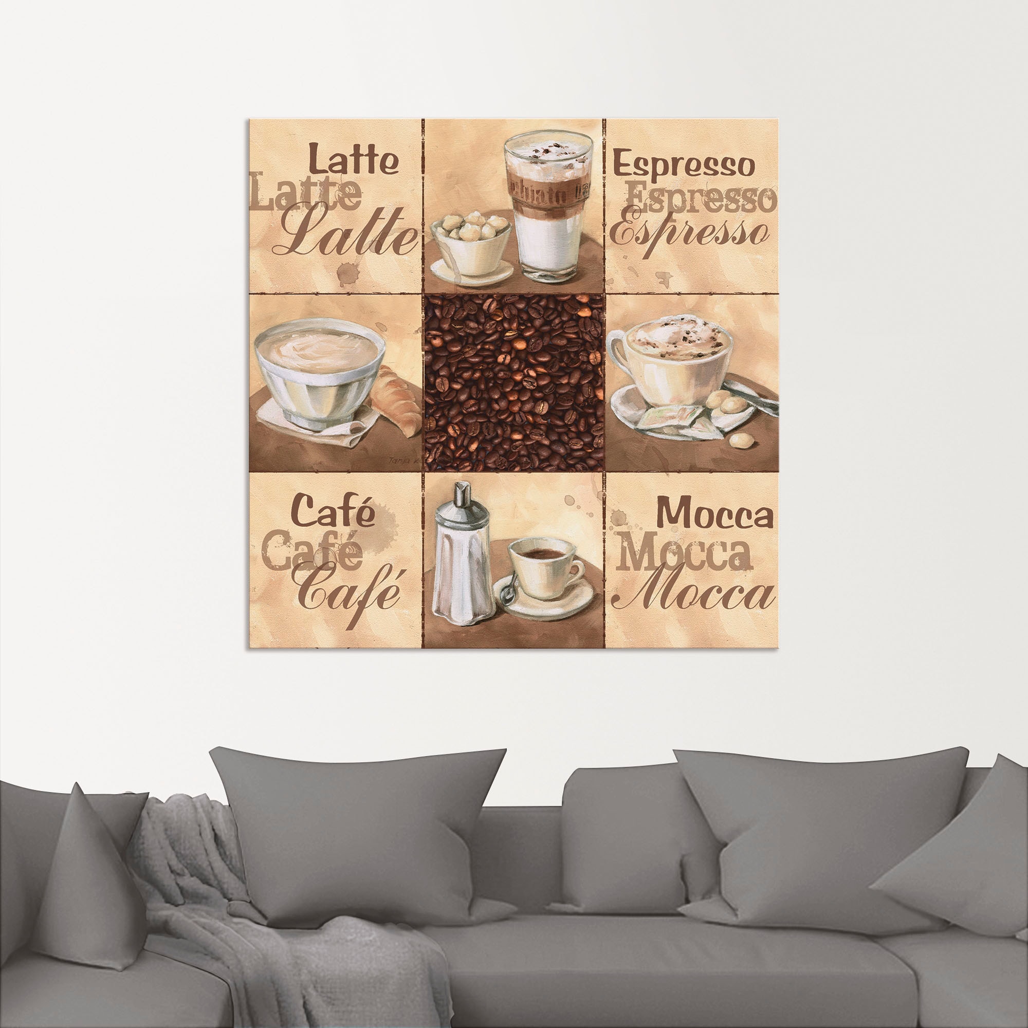 Artland Wandbild »Kaffee Collage II«, Getränke, (1 St.), als Alubild, Outdoorbild, Leinwandbild, Wandaufkleber, versch. Größen
