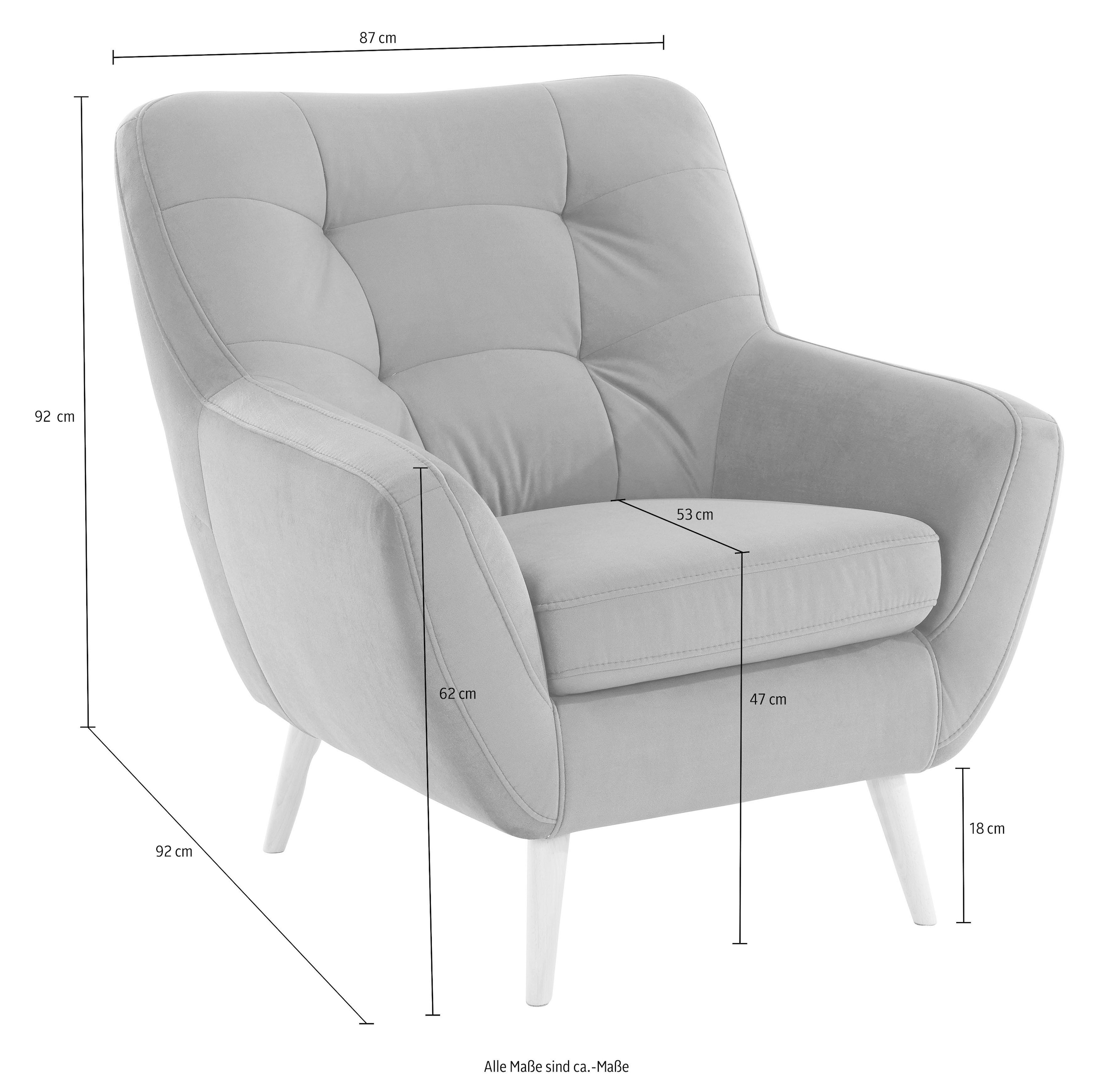 exxpo - sofa fashion Sessel »Scandi, Loungesessel mit tollem Sitzkomfort, hochwertige Polsterung«, bequem, hohe Holzfüße