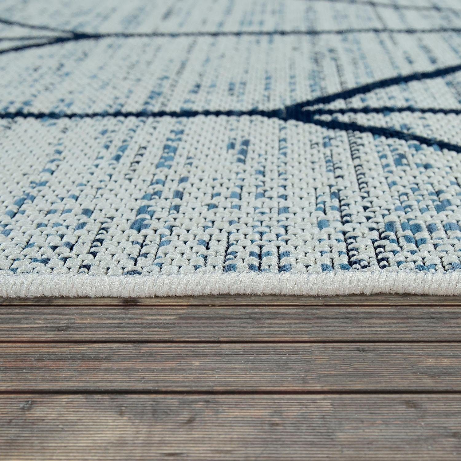 Paco Home Teppich »Kortrijk 741«, rechteckig, 4 mm Höhe, Flachgewebe, modernes Design, In- und Outdoor geeignet, Wohnzimmer