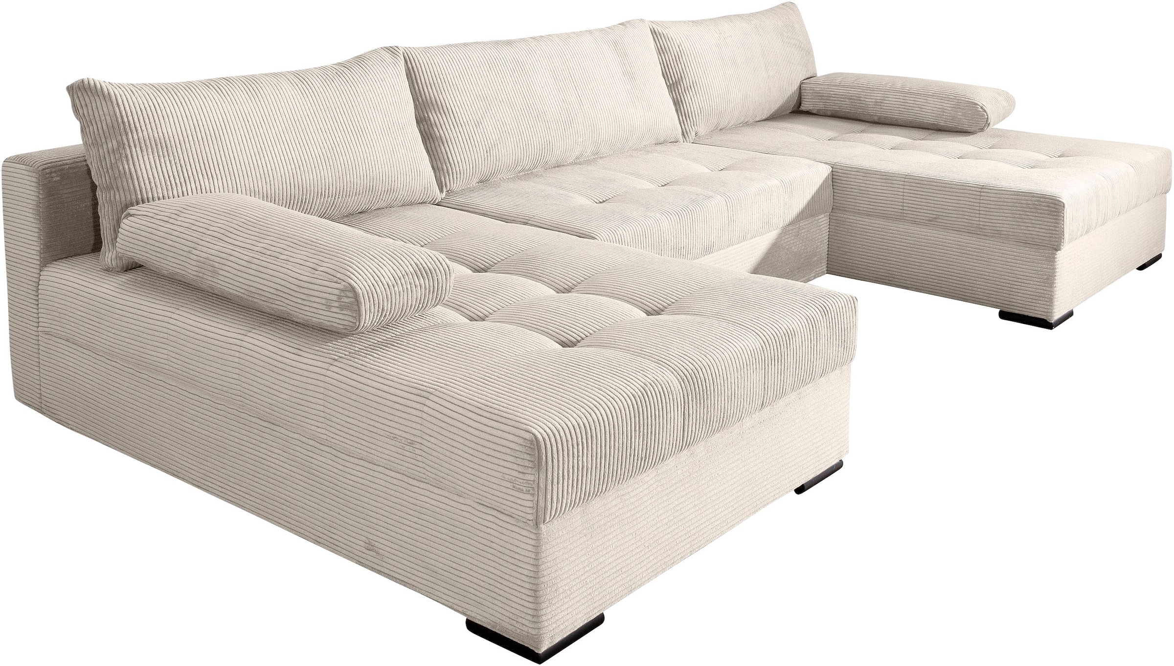 COLLECTION AB Wohnlandschaft »Josy U-Form, B: 307 cm«, mit Bettfunktion & Bettkasten, Federkern
