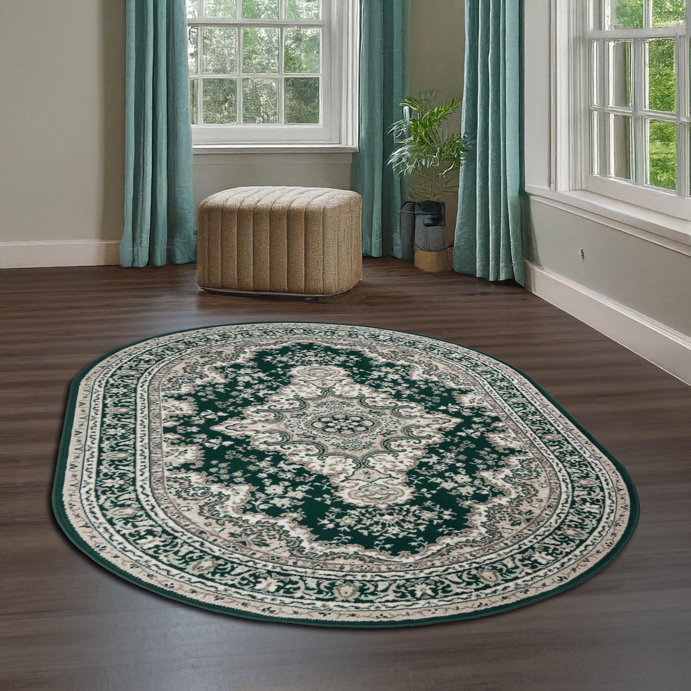 OTTO home Teppich »Oriental, Made in Belgium« oval 7 mm Höhe Orient-Optik, mit Bordüre, Kurzflor, pflegeleicht, elegant