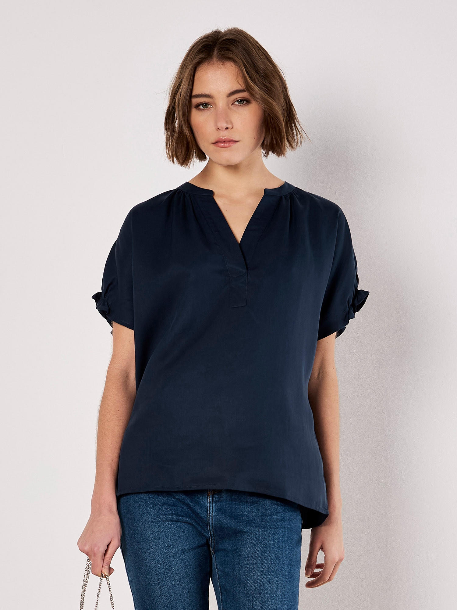 Apricot Klassische Bluse »Bluse« mit gerafften Ärmeln