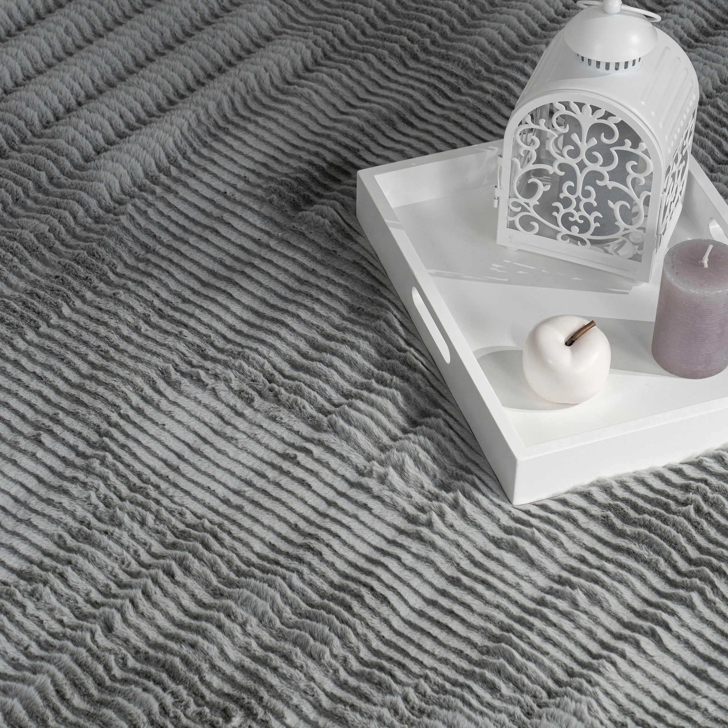 Paco Home Hochflor-Teppich »Arnheim 743« rechteckig 27 mm Höhe Uni Farben, Wellen Muster, besonders weich, Hoch-Tief Effekt