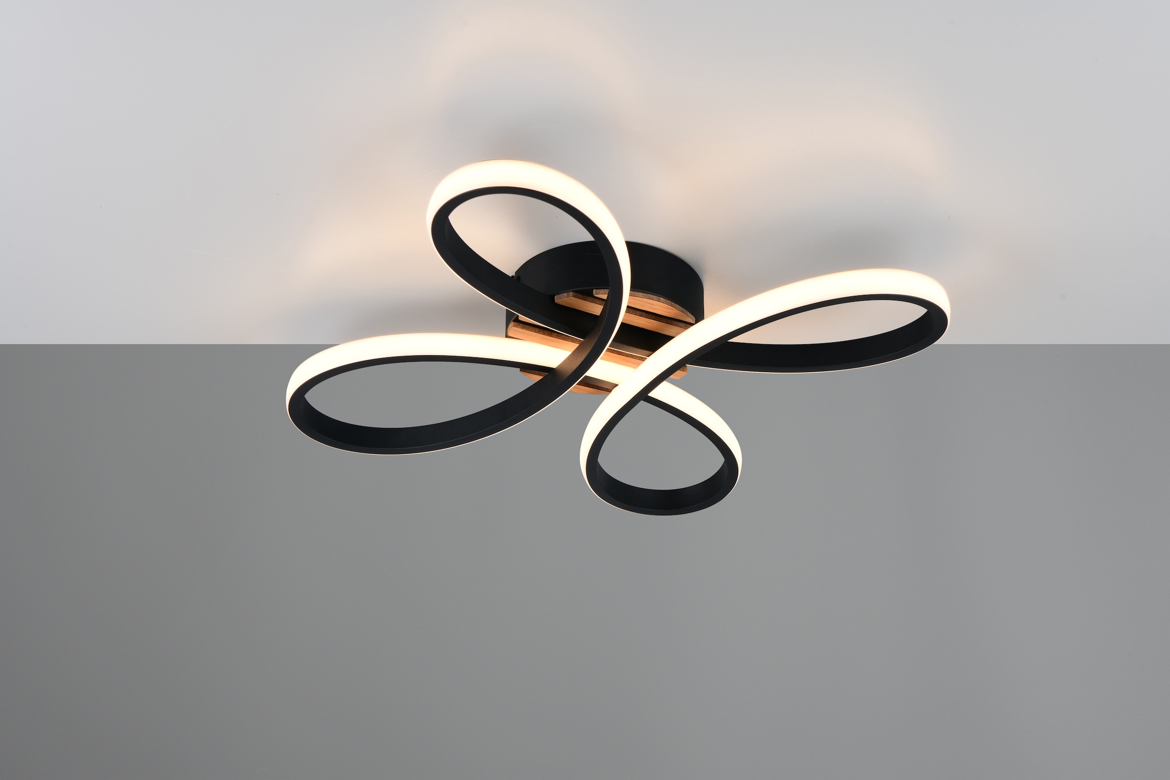 OTTO home LED Deckenleuchte »Ullii, Deckenlampe mit Fernbedienung dimmbar Nachtlicht Memory« LED-Board 1 Stk. warmweiß - kaltweiß CCT stufenlos warm- bis kaltweiß, Holzelemente in Optik Akustikpaneel