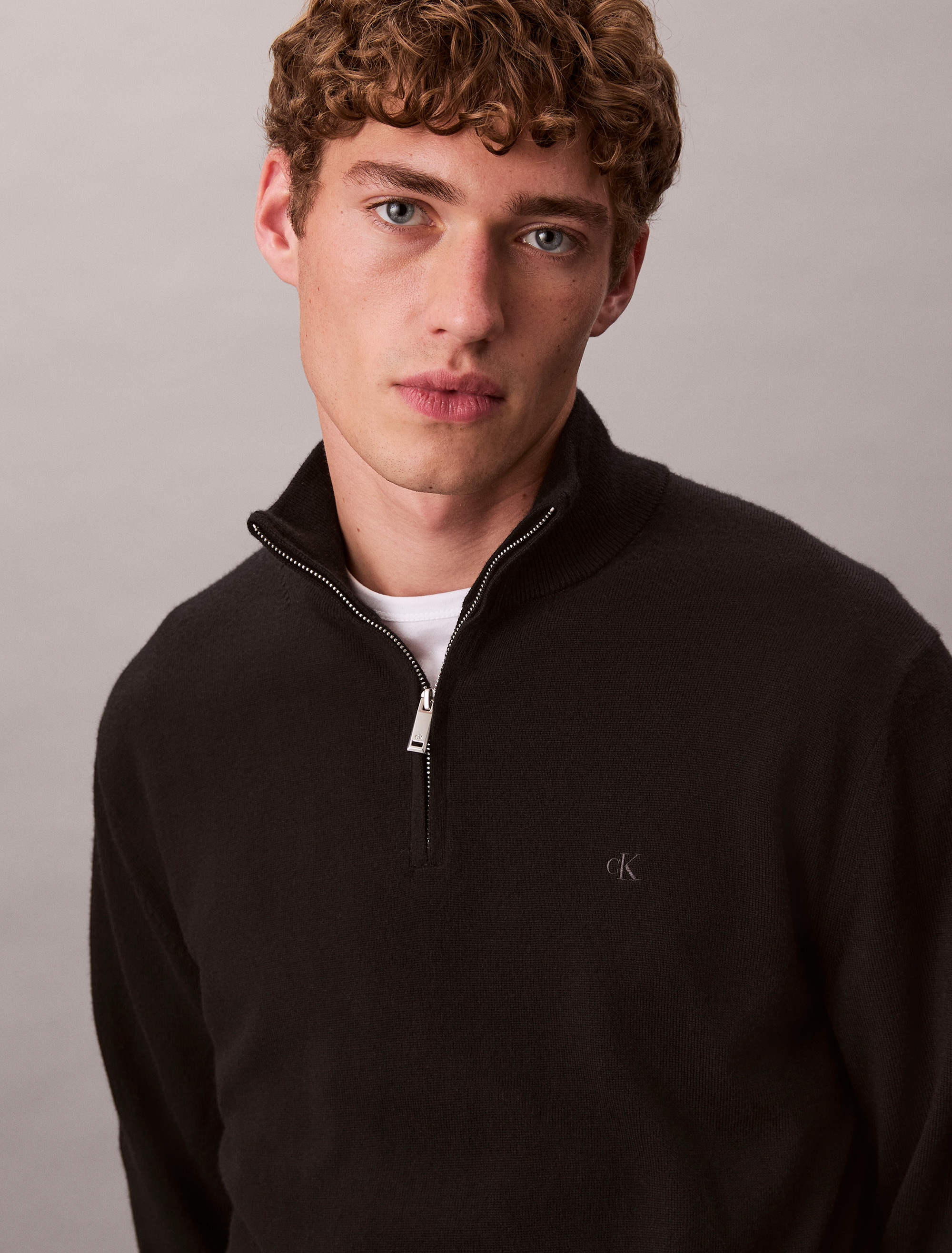 Calvin Klein Stehkragenpullover »LS 100% MERINO QZ 14GG« Mit Rundhalsausschnitt, regular fit