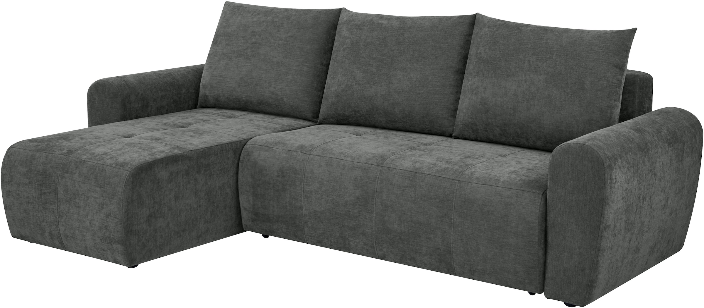 Home affaire Ecksofa »Nortrud-Chester, 241 cm, L-Form, mit Schlaffunktion u. Bettkasten« Recamiere rechts / links montierbar, Steppung, Feinstruktur-Bezug