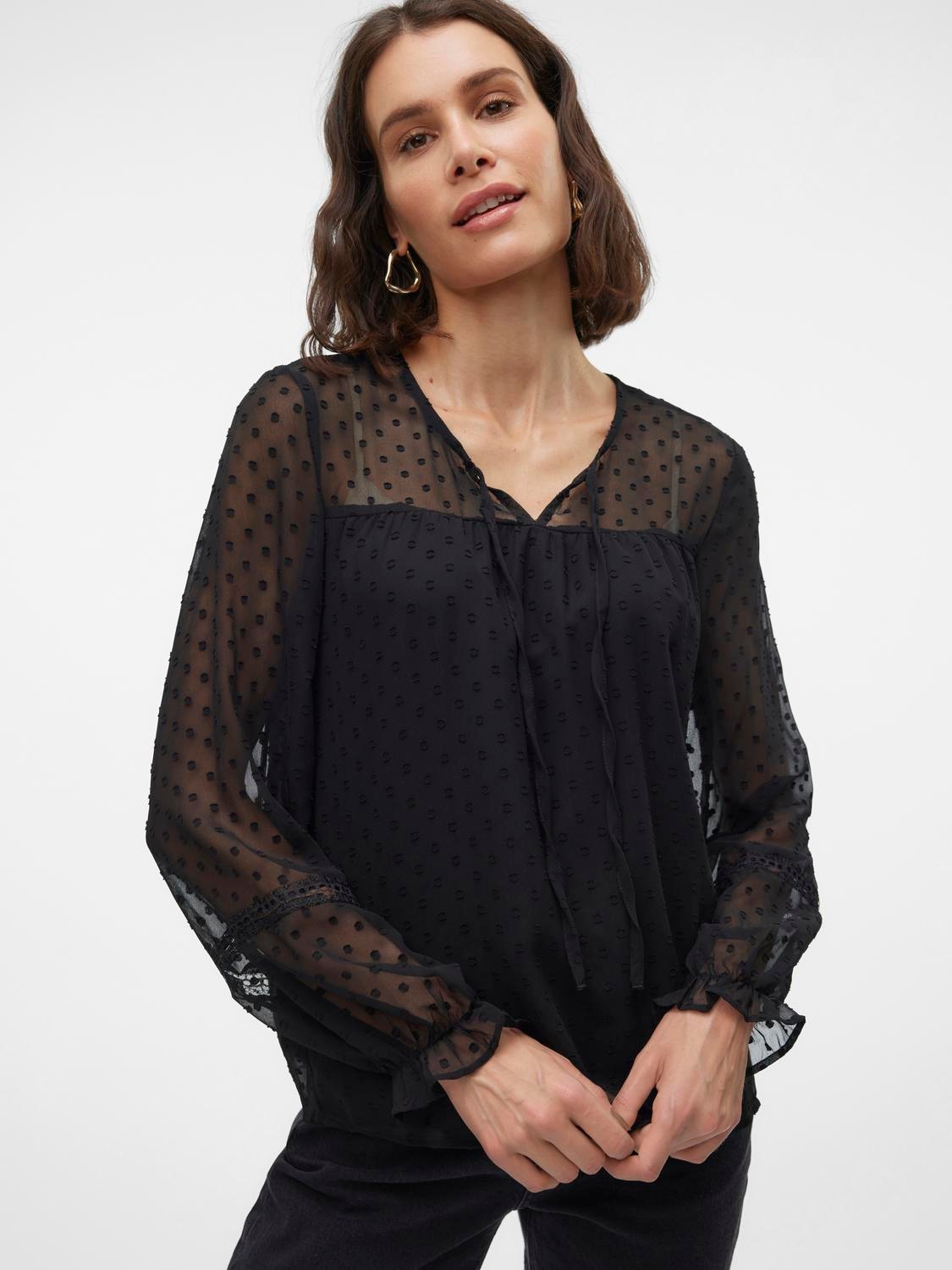 Vero Moda Langarmbluse »VMLEAH LS LACE TOP WVN GA NOOS«
